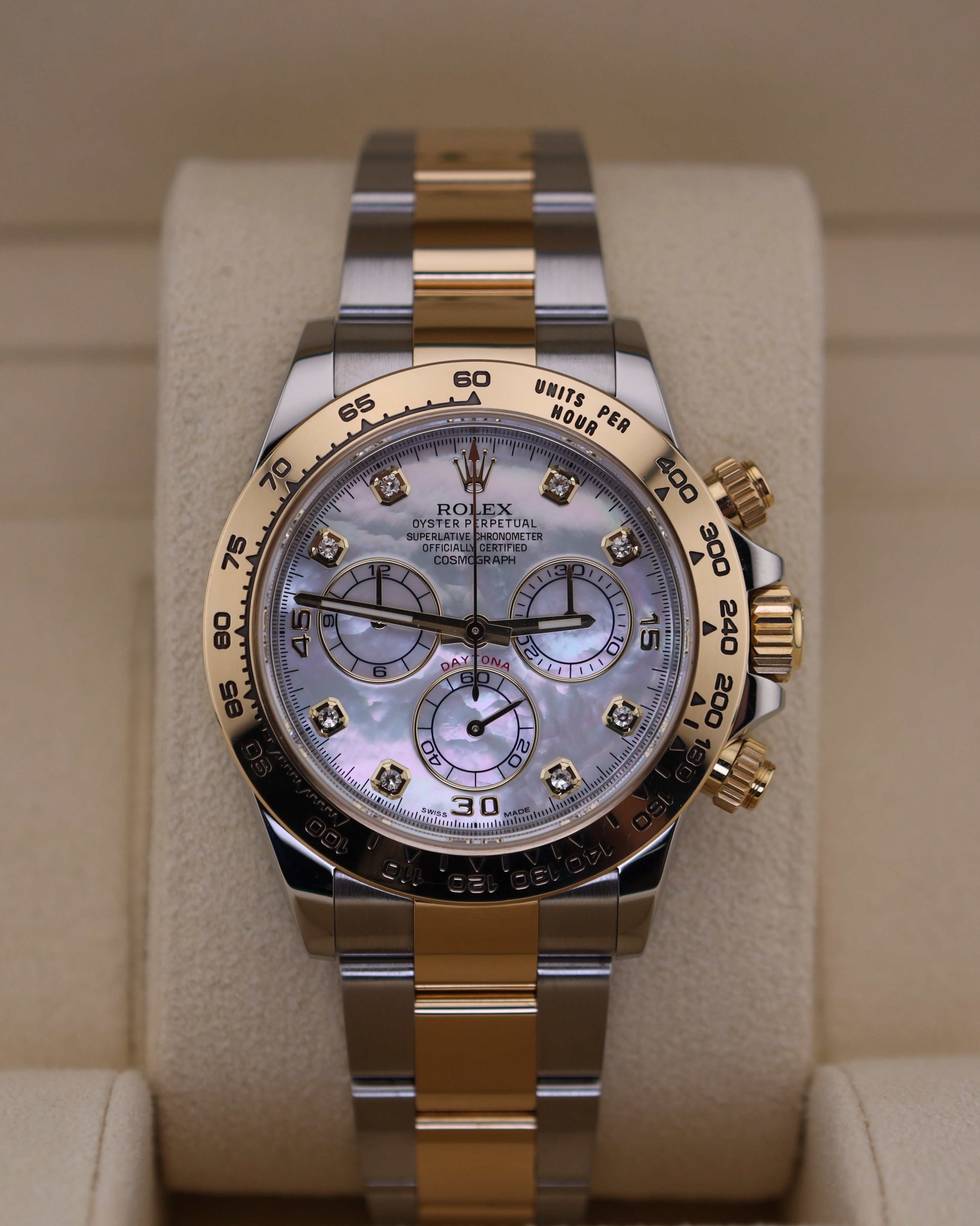 世界有名な Mother Daytona Rolex of 116503 - Dial Diamond MOP Pearl ヴァイスシュヴァルツ