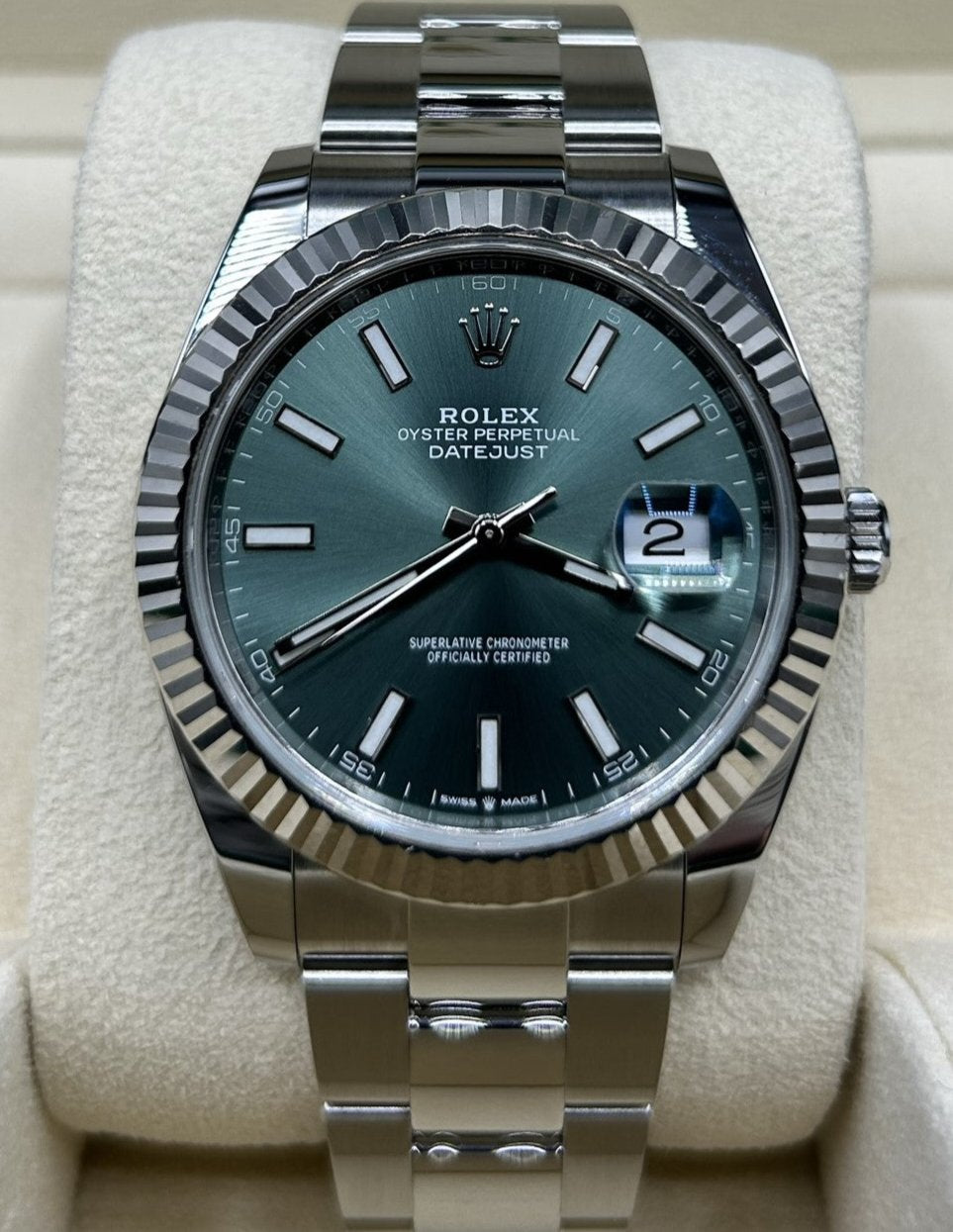 Rolex Datejust 41 Mint Green Dial 126334 MVP Jewelers Miami