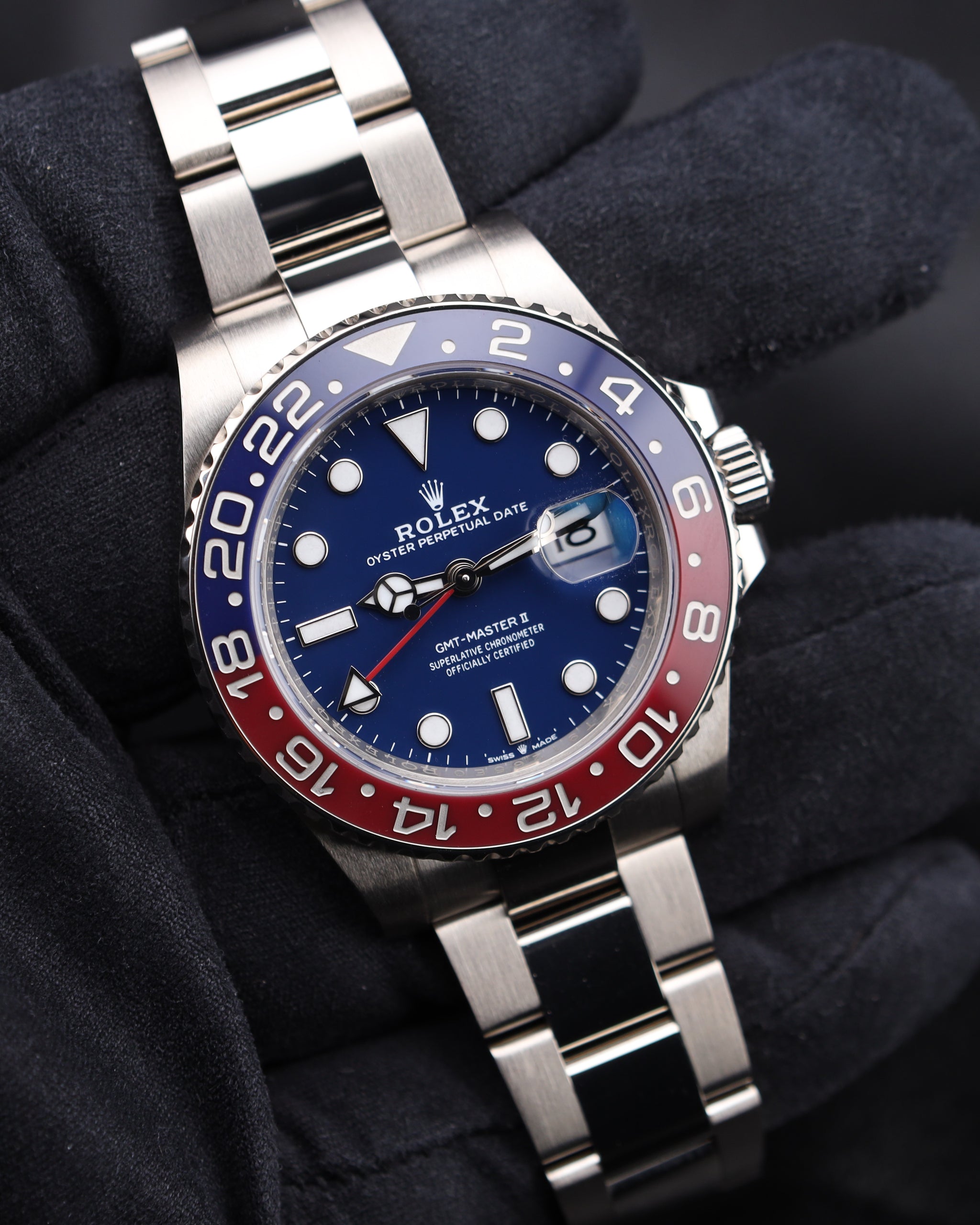Rolex GMT-Master II Blue Dial White Gold Pepsi Oyster 126719BLRO