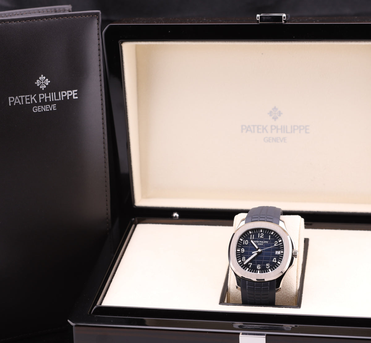 Patek Philippe Aquanaut Blue Dial White Gold 5168G Blue Rubber Strap