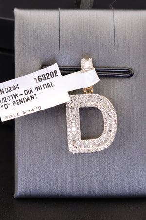 10KT Gold Diamond "D" Initial Pendant with 0.5ct Diamonds