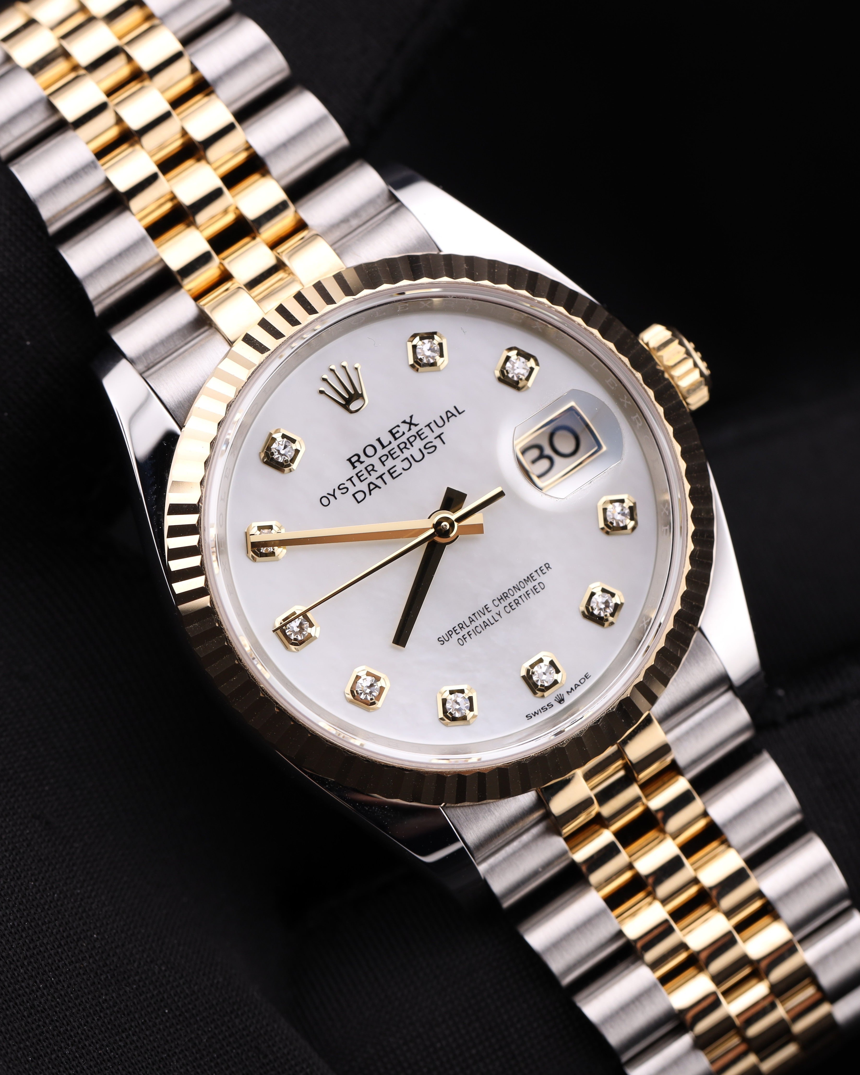 Rolex Datejust 36mm MOP Diamond Dial Two Tone Jubilee 126233