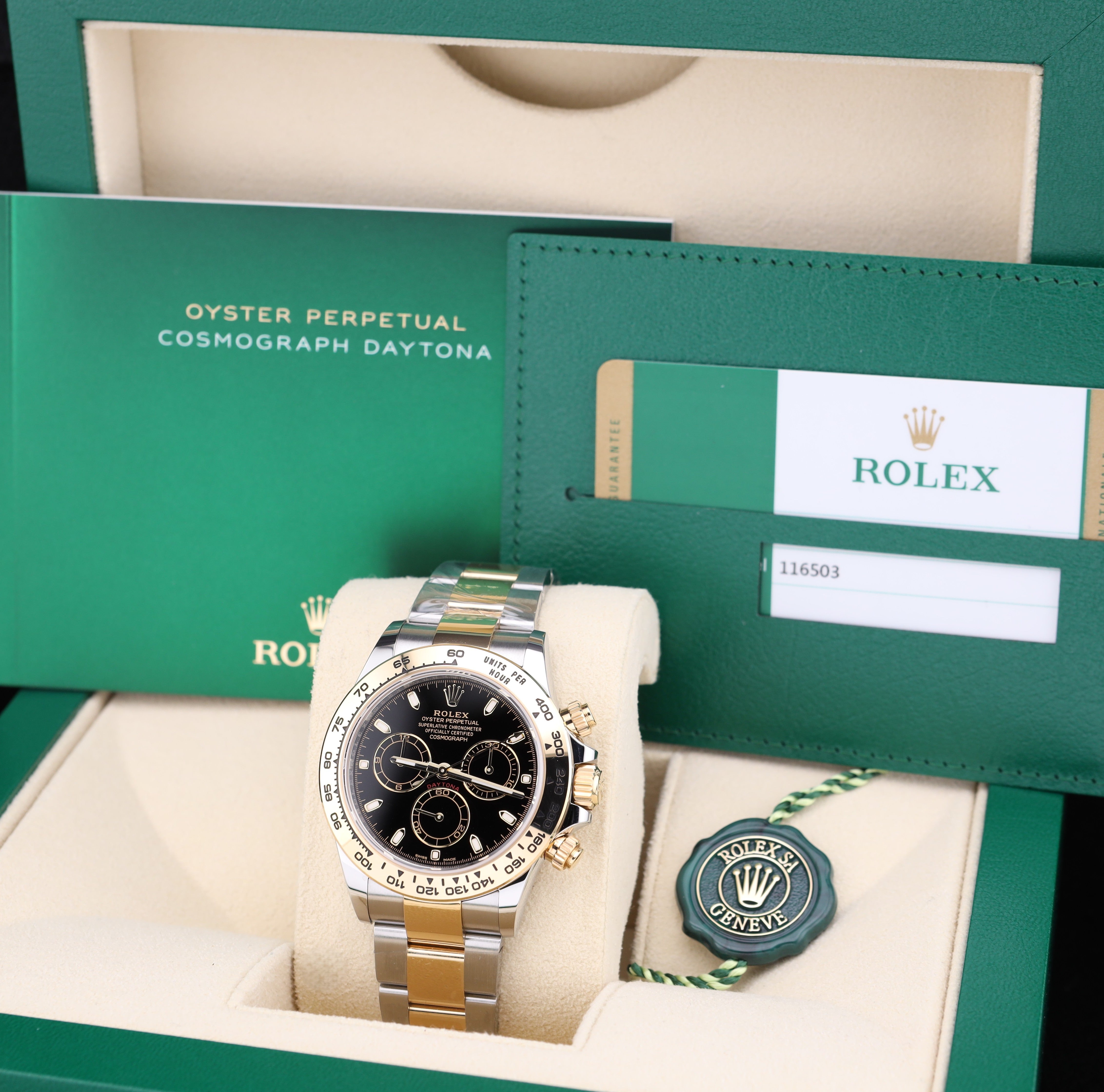 Rolex Daytona Black Dial Two Tone Yellow Gold Oyster 116503