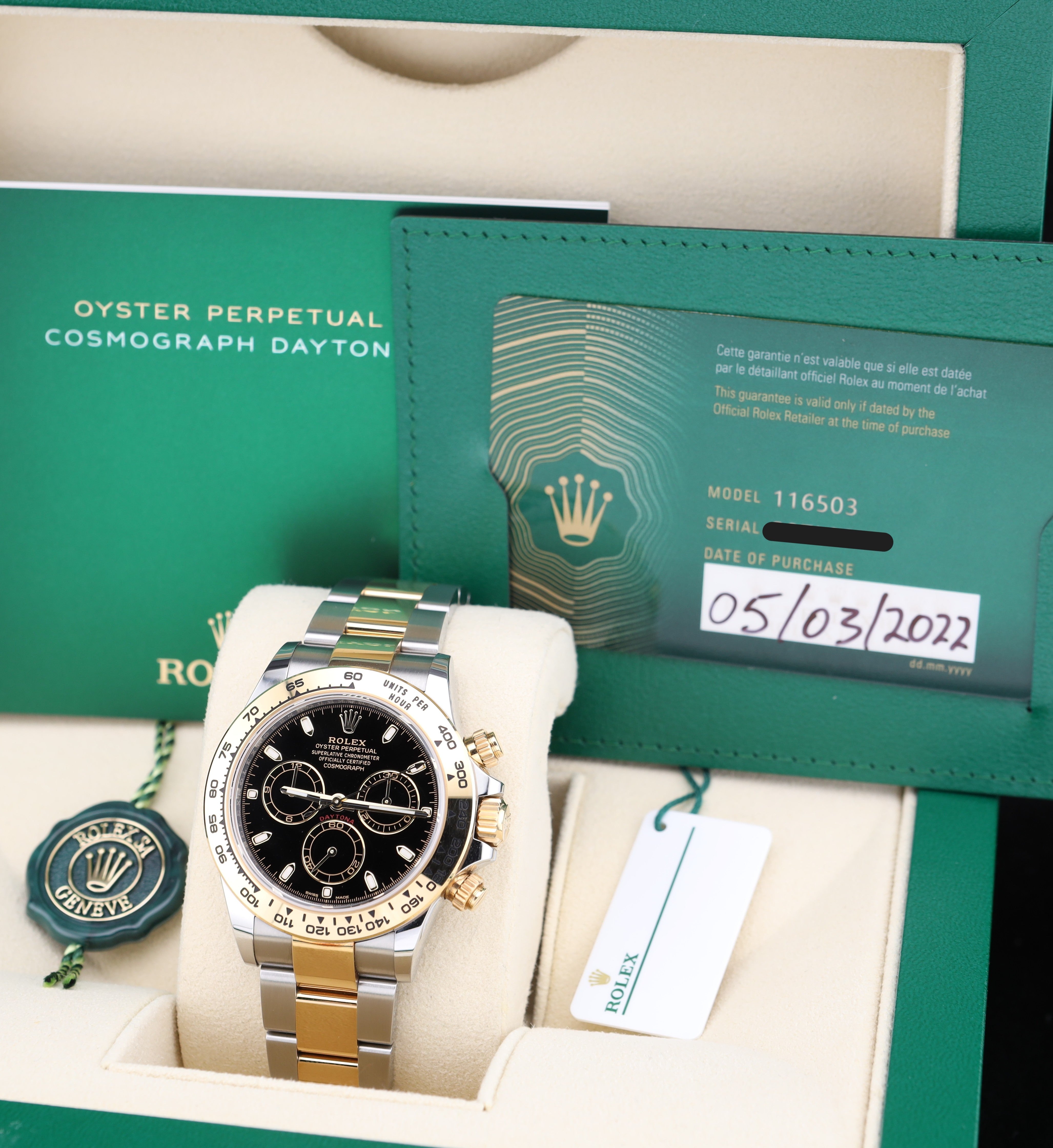 Rolex Daytona Black Dial Two Tone Yellow Gold Oyster 116503 – MVP