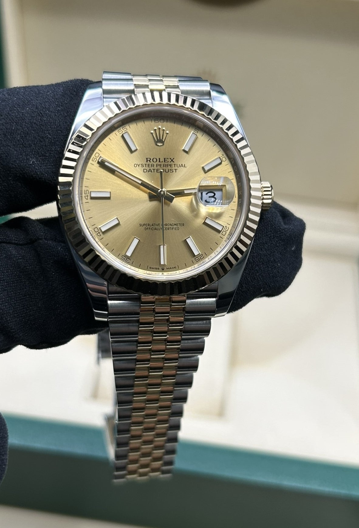 Rolex Datejust 41 Champagne Stick Dial 126333 Jubilee