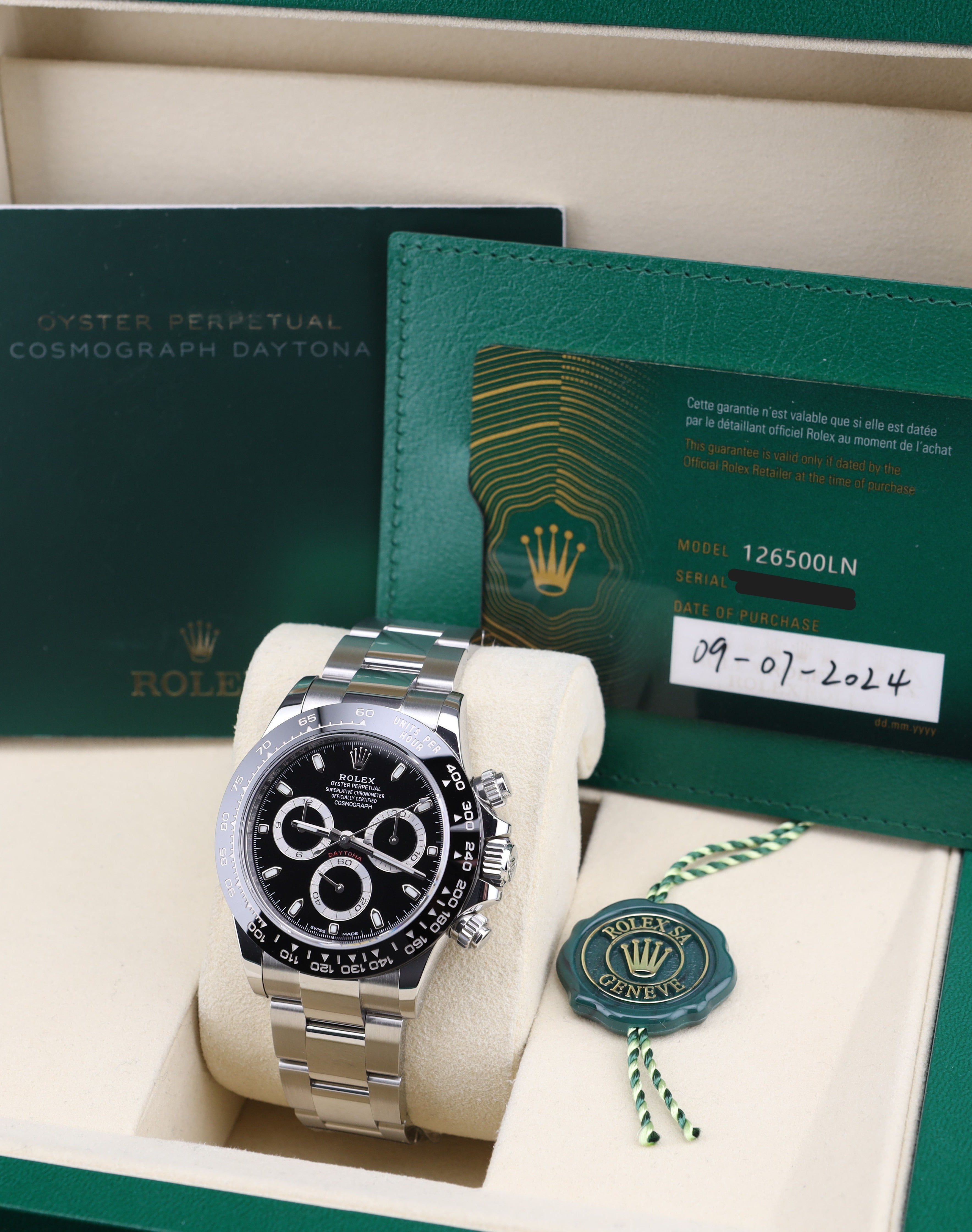 Rolex Daytona Black Dial on Oyster 126500LN