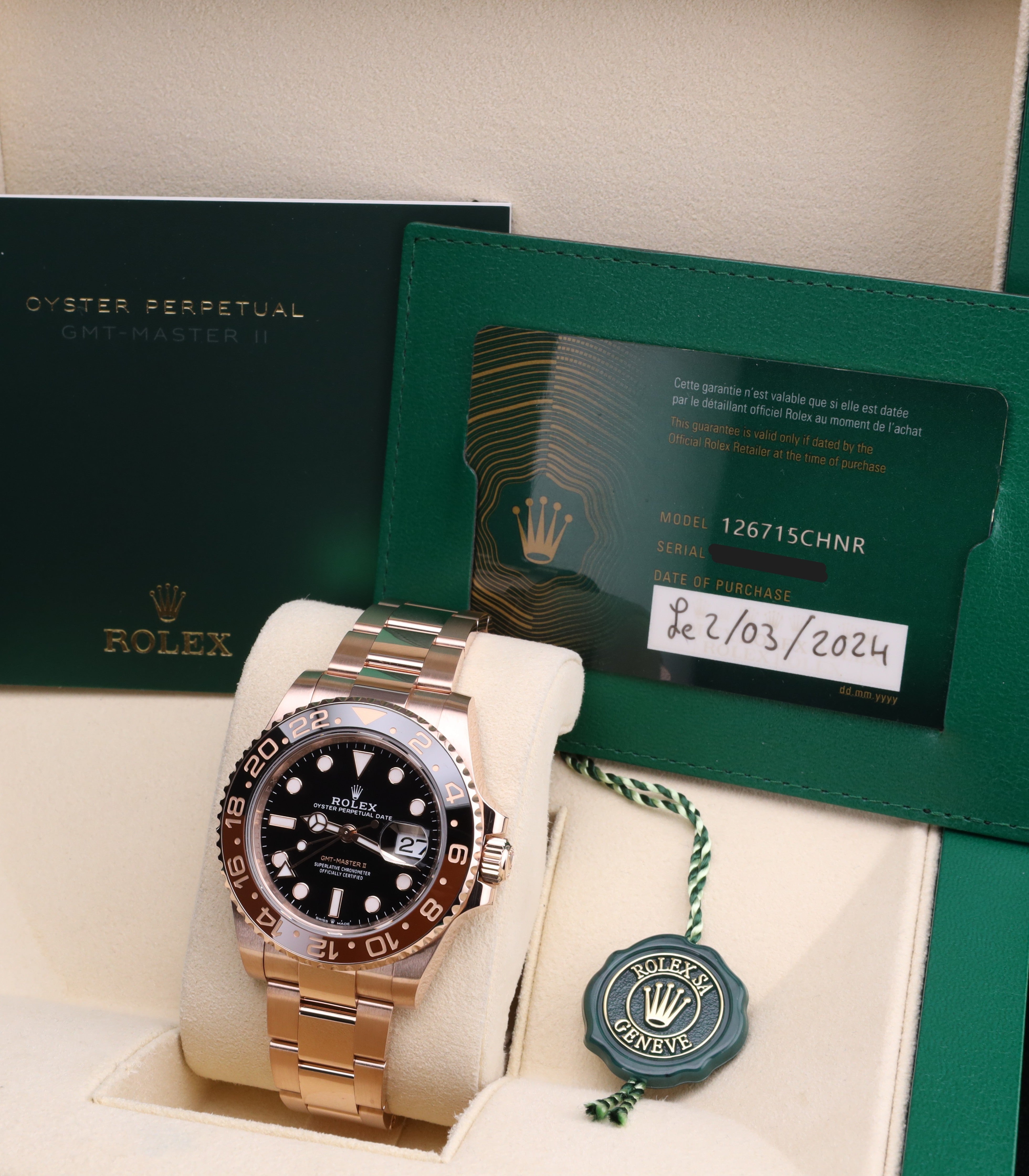 Rolex GMT-Master II Rootbeer Full Rose Gold 126715CHNR
