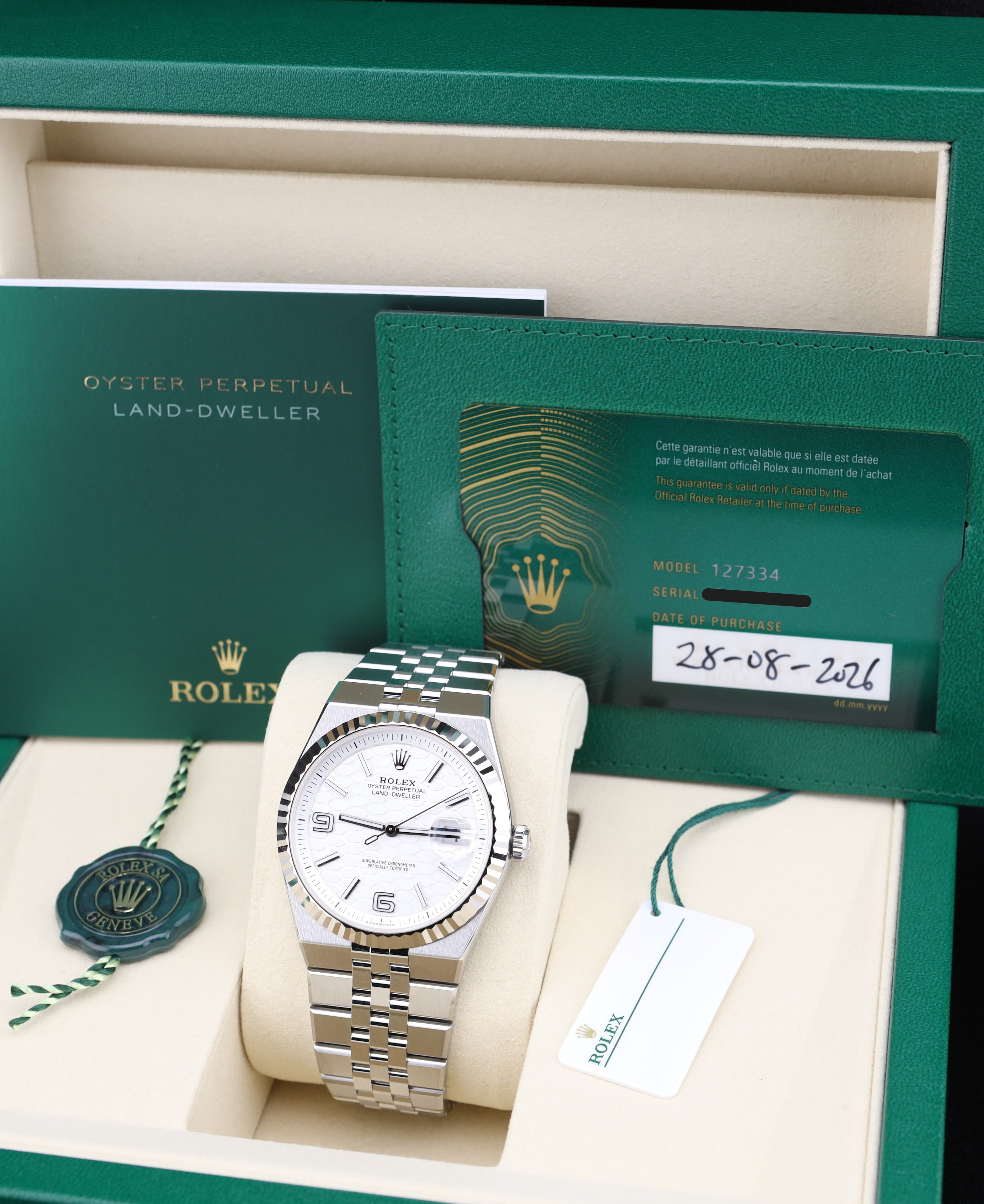 Rolex Land-Dweller 40 White Honeycomb Dial 127334 – MVP Jewelers Miami