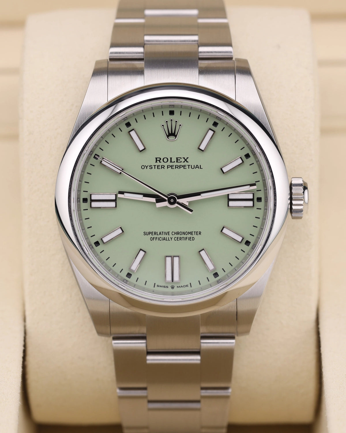 Rolex Oyster Perpetual Pistachio Dial on 134300 Complete 2026