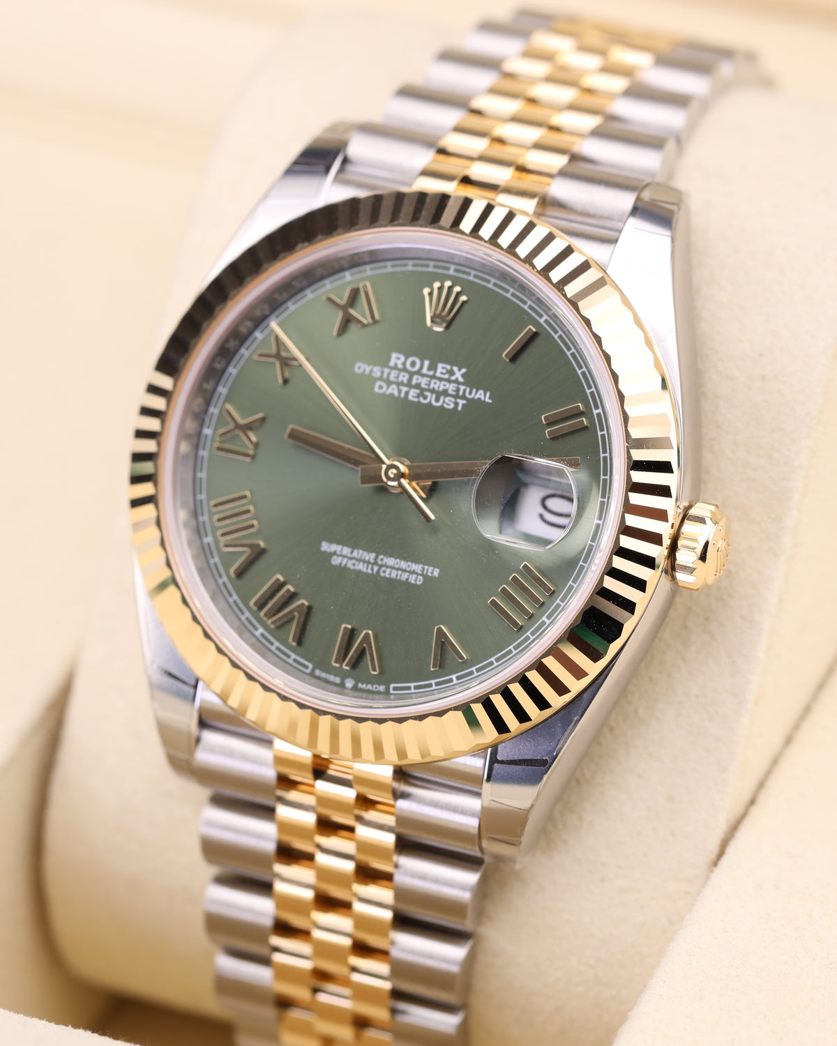 Rolex Datejust 41 Olive Green Roman Dial on Jubilee 126333