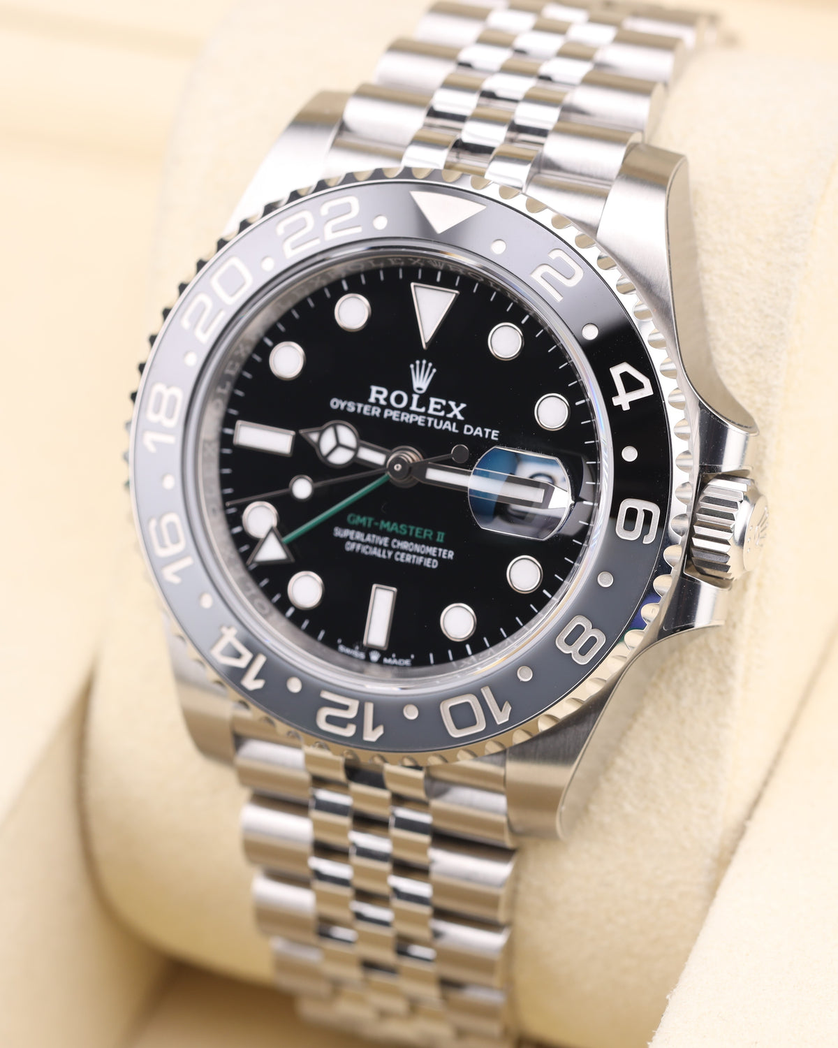 Rolex GMT-Master II Bruce Wayne on Jubilee 126710GRNR Factory Stickers 2026