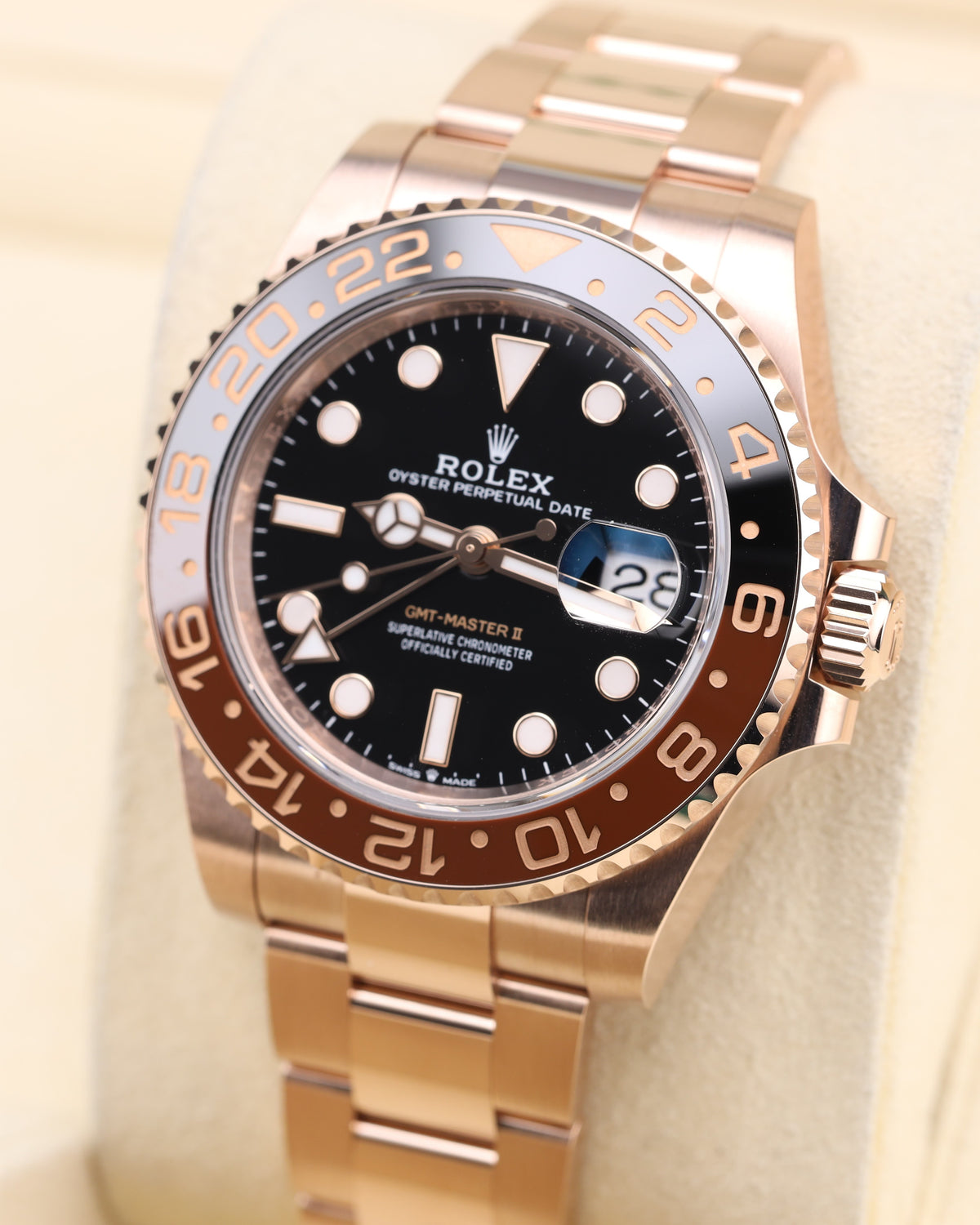 Rolex GMT-Master II Rootbeer Full Rose Gold Oyster 126715CHNR