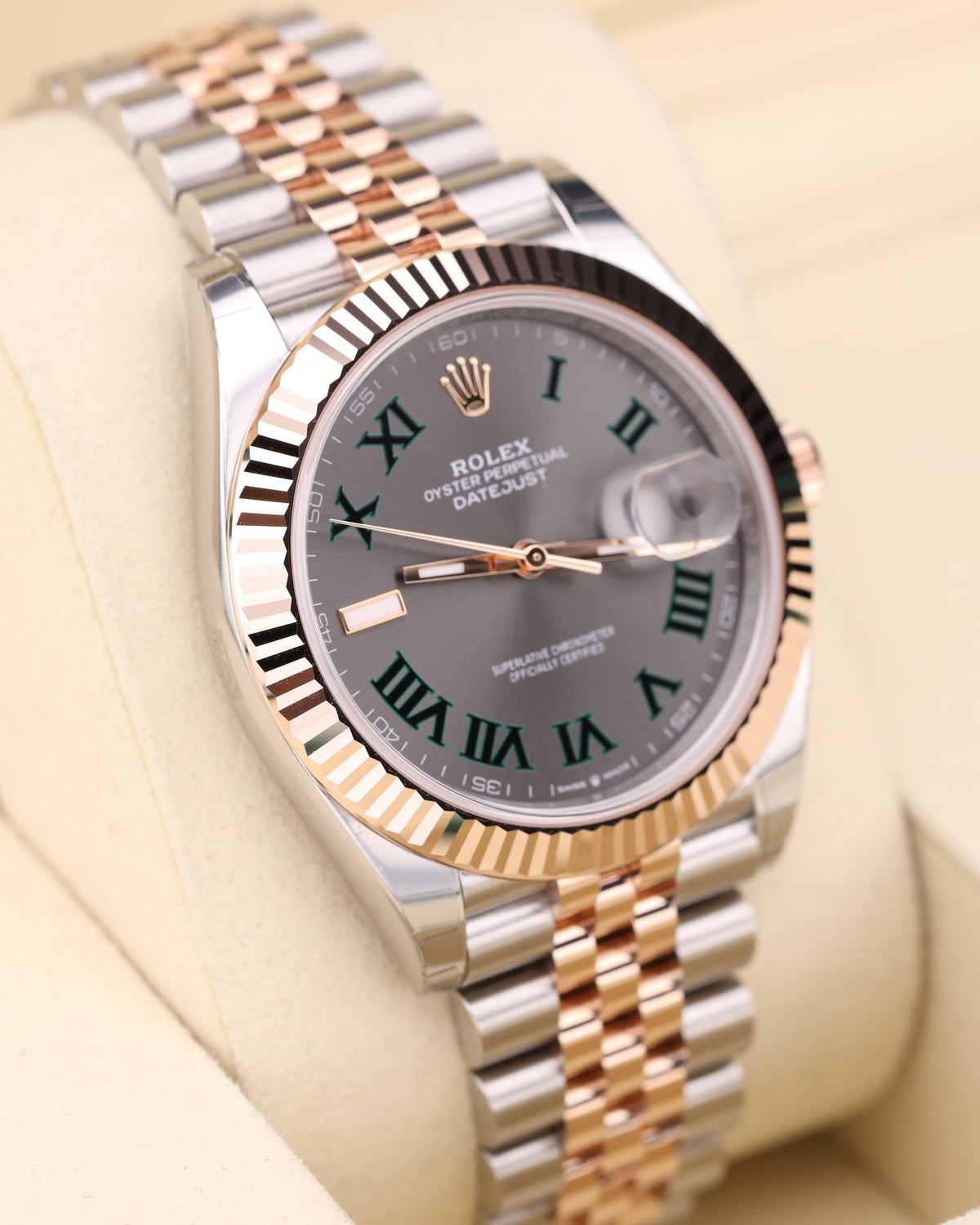 Rolex Datejust 41 Rose Gold Wimbledon on Jubilee 126331 Factory Stickers - 2026