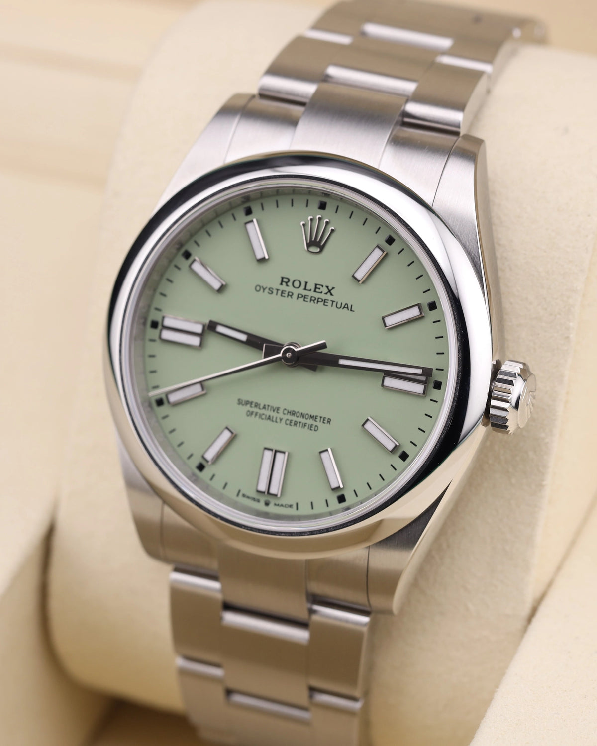 Rolex Oyster Perpetual Pistachio Dial on 134300 Complete 2026