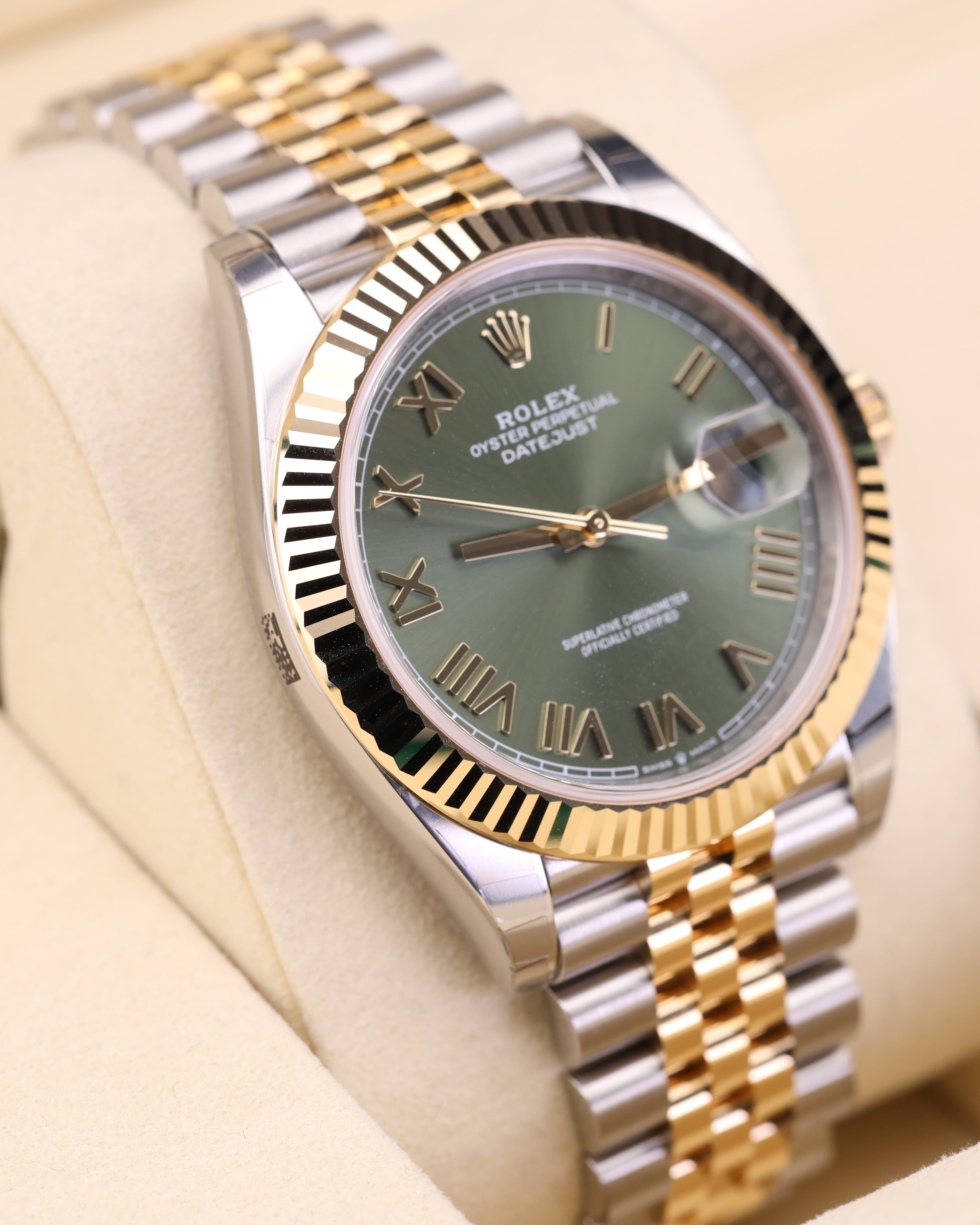 Rolex Datejust 41 Olive Green Roman Dial on Jubilee 126333