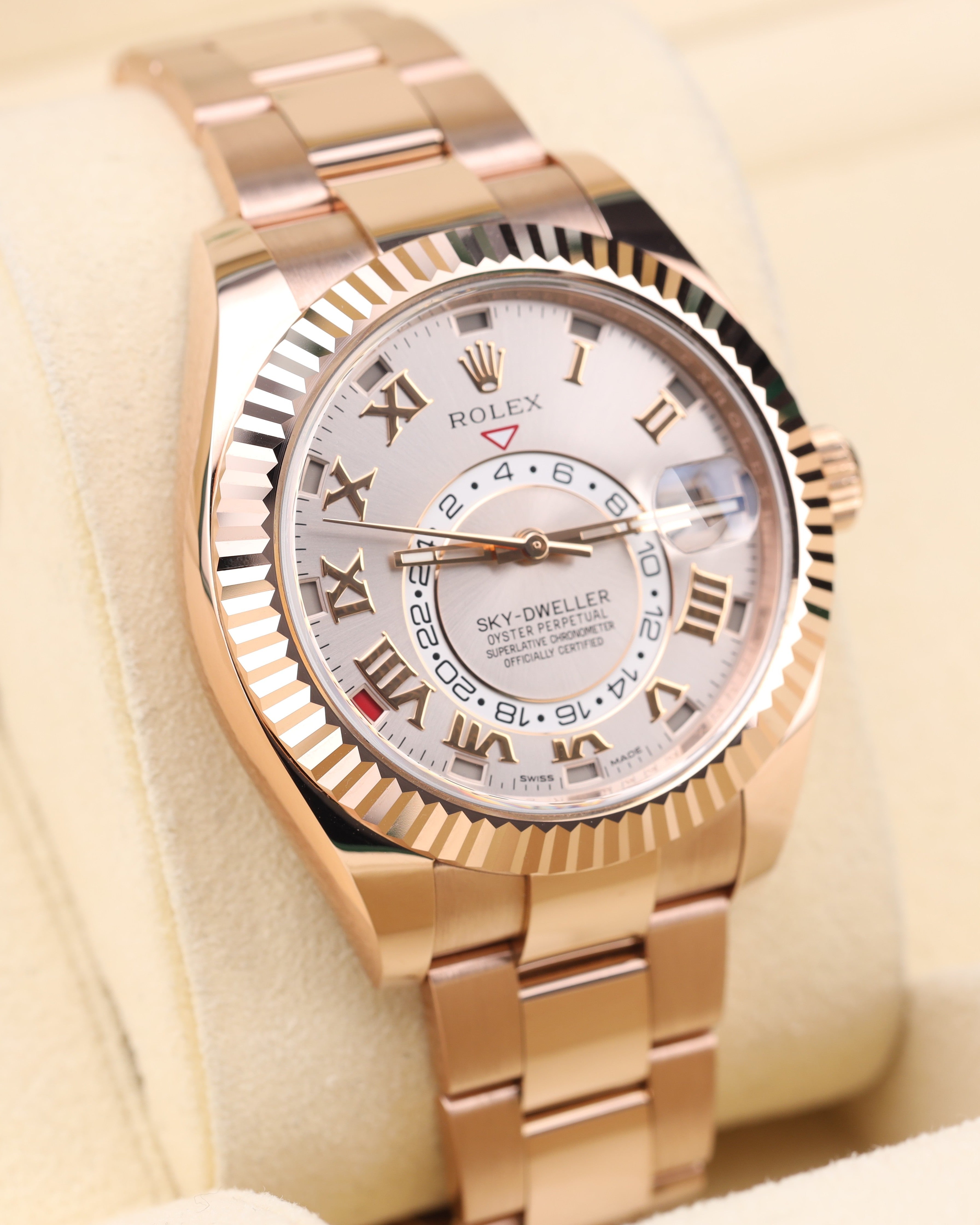 Rolex Sky Dweller Pink Roman Sun dust Dial 326935