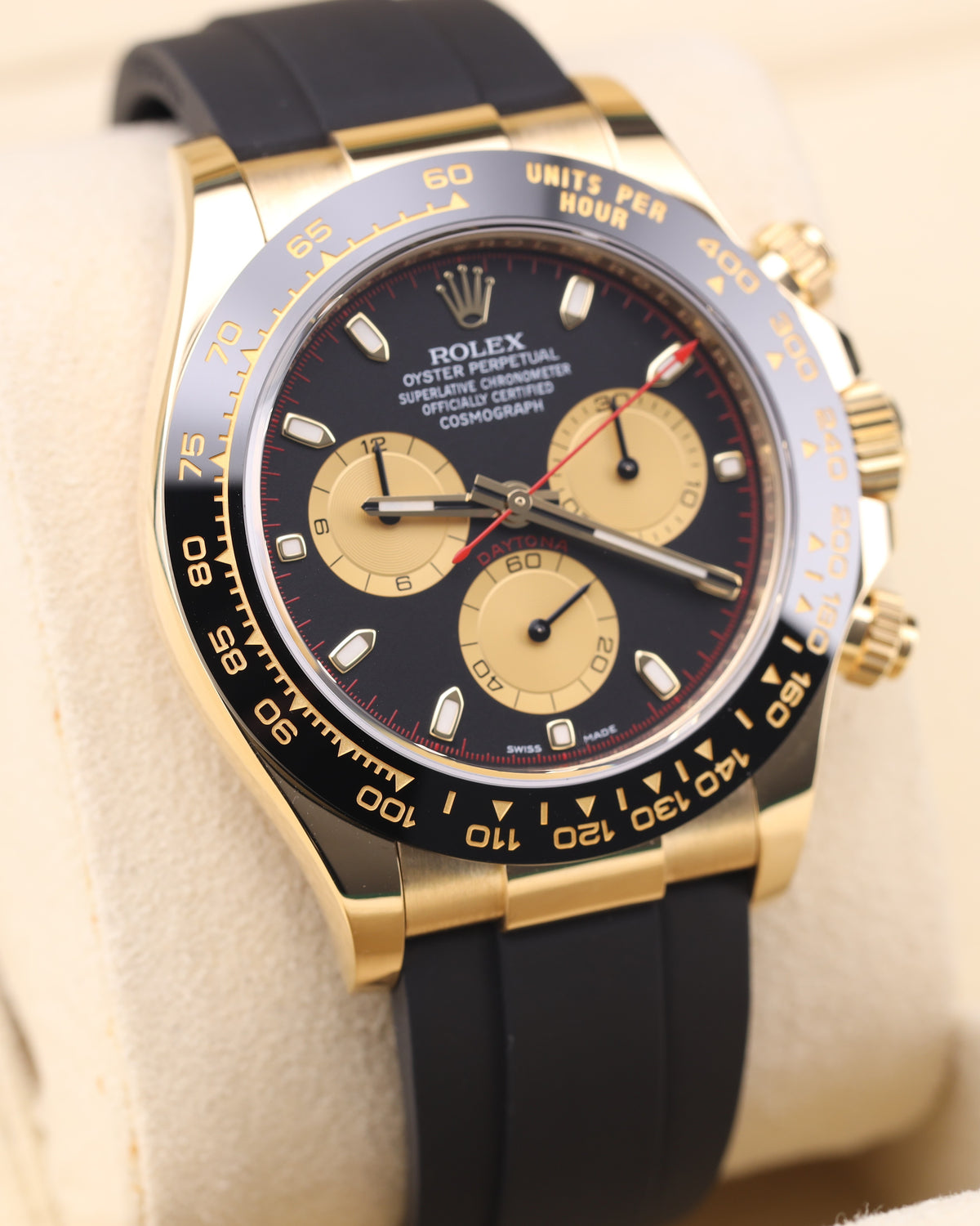 Rolex Daytona Paul Newman Yellow Gold Black Dial Red Hand 116518LN Oysterflex