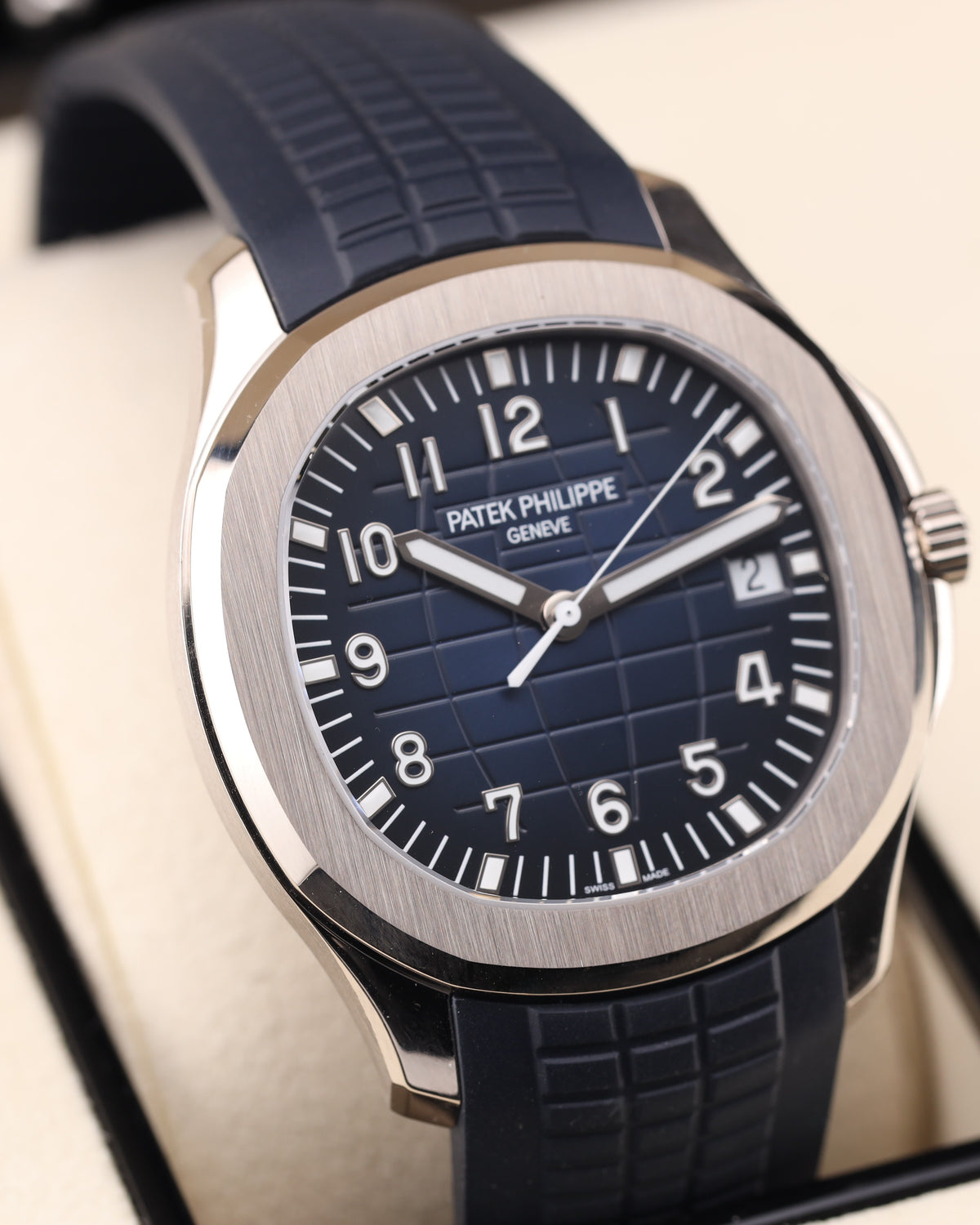 Patek Philippe Aquanaut Blue Dial White Gold 5168G Blue Rubber Strap