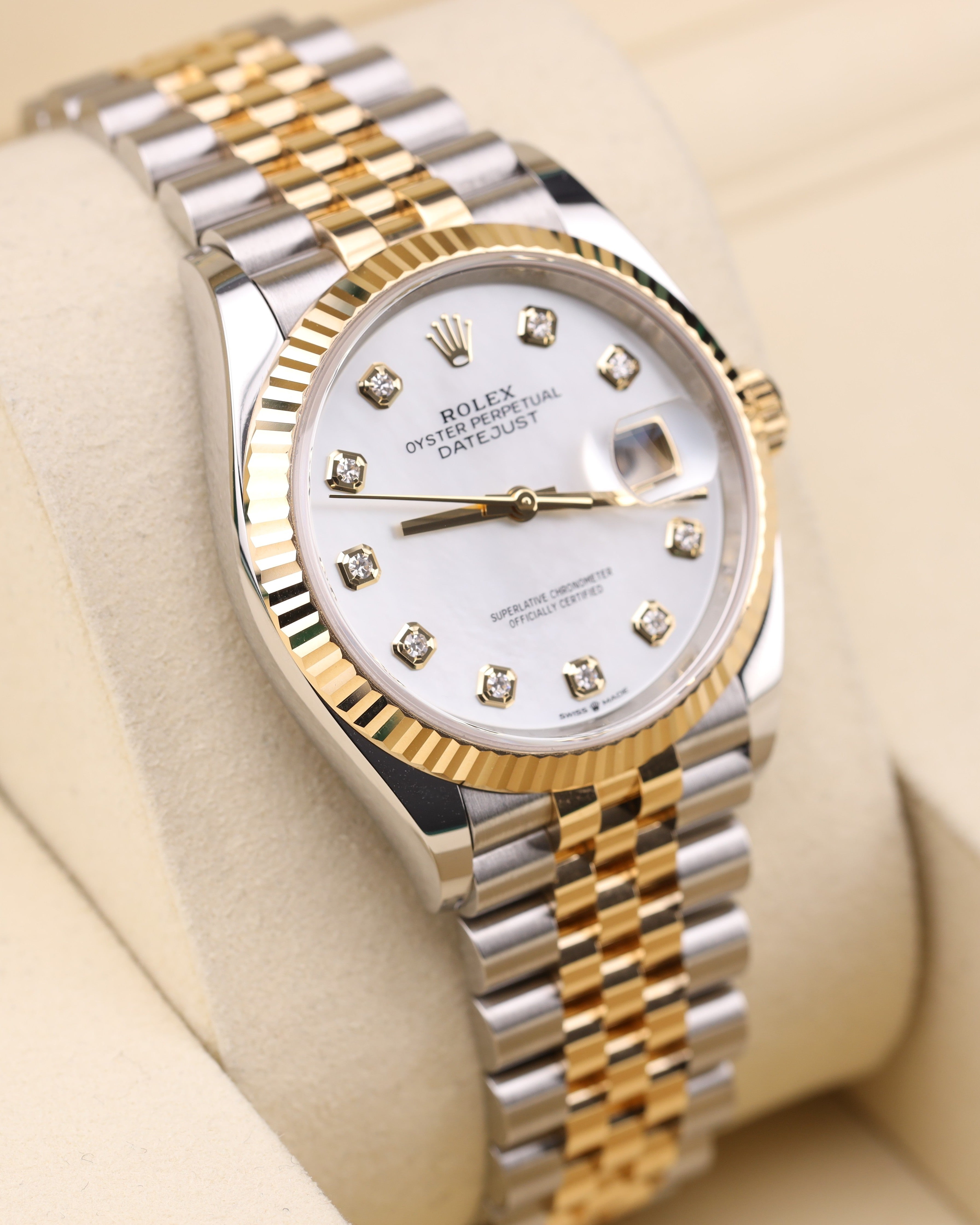 Rolex Datejust 36mm MOP Diamond Dial Two Tone Jubilee 126233