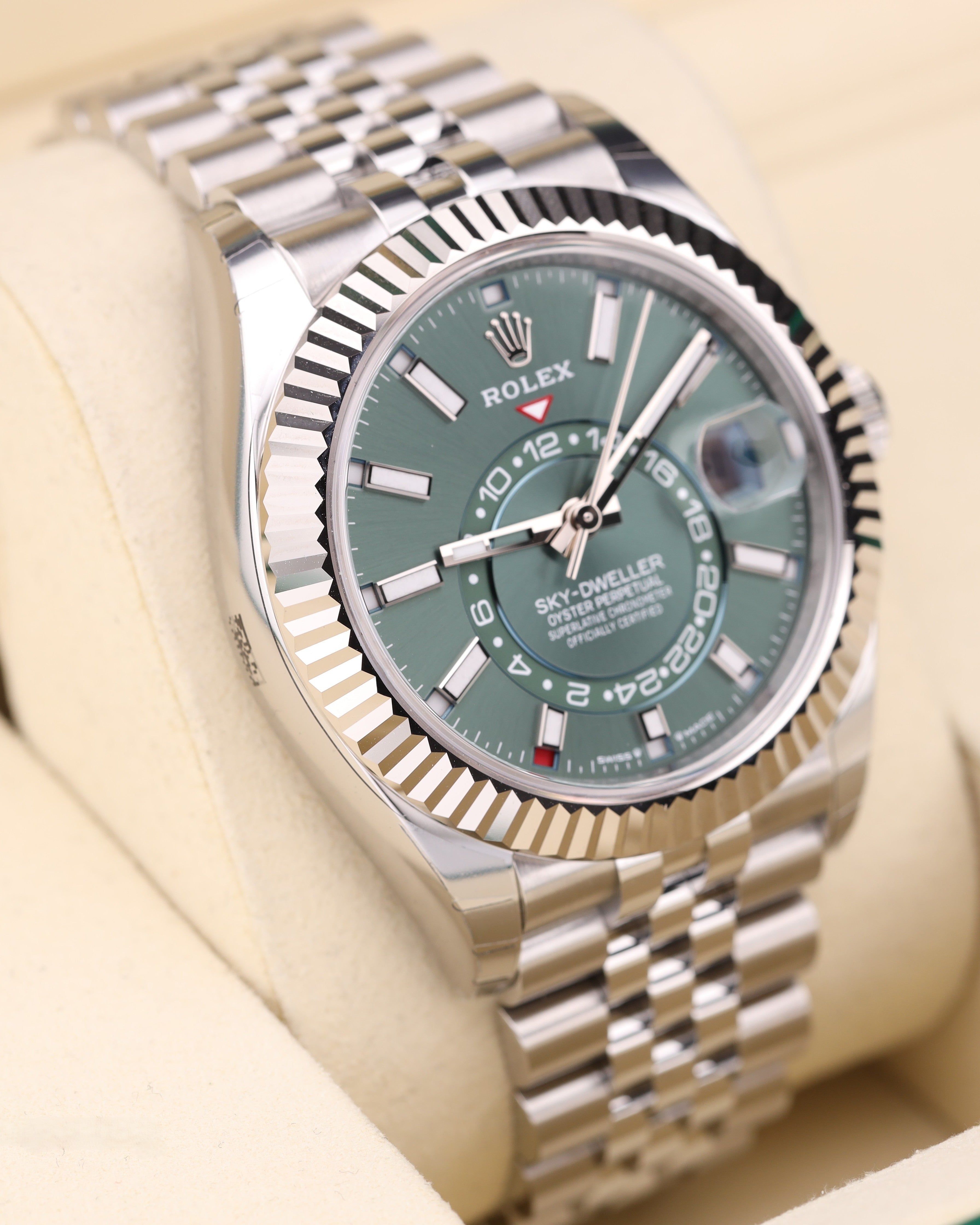 Rolex Sky-Dweller 42 Green Dial on Jubilee 336934 Full Factory Stickers 2026