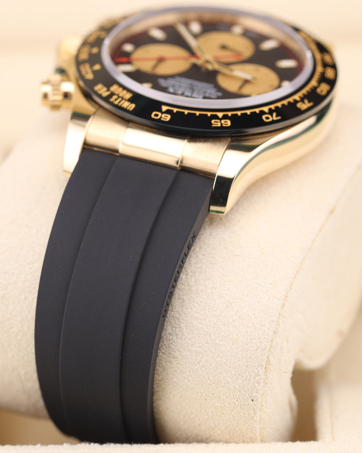 Rolex Daytona Paul Newman Yellow Gold Black Dial Red Hand 116518LN Oysterflex