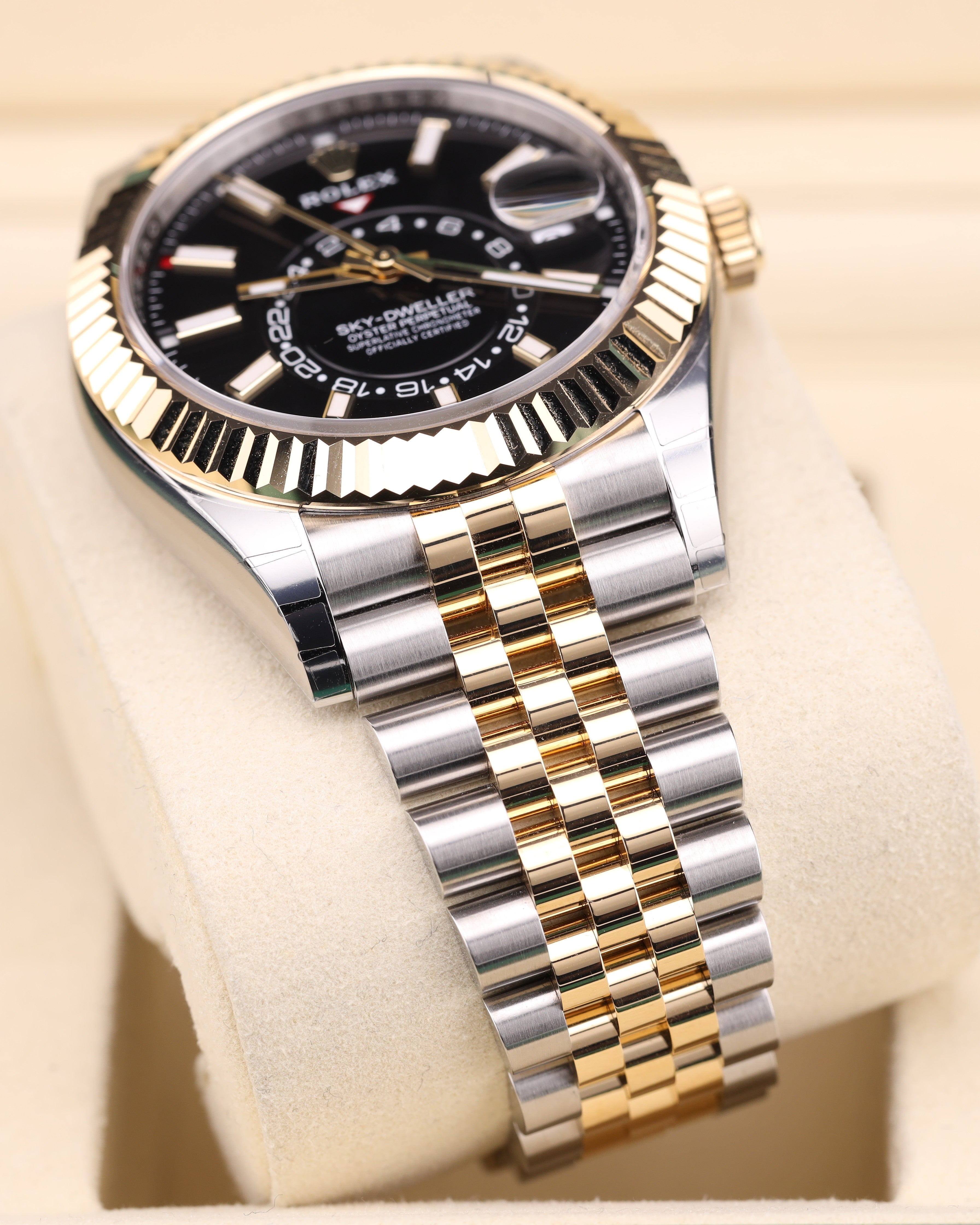 Rolex Sky-Dweller 2026 Factory Stickers Black Dial Two Tone Jubilee Fluted Bezel 336933 July 2026 Full Set