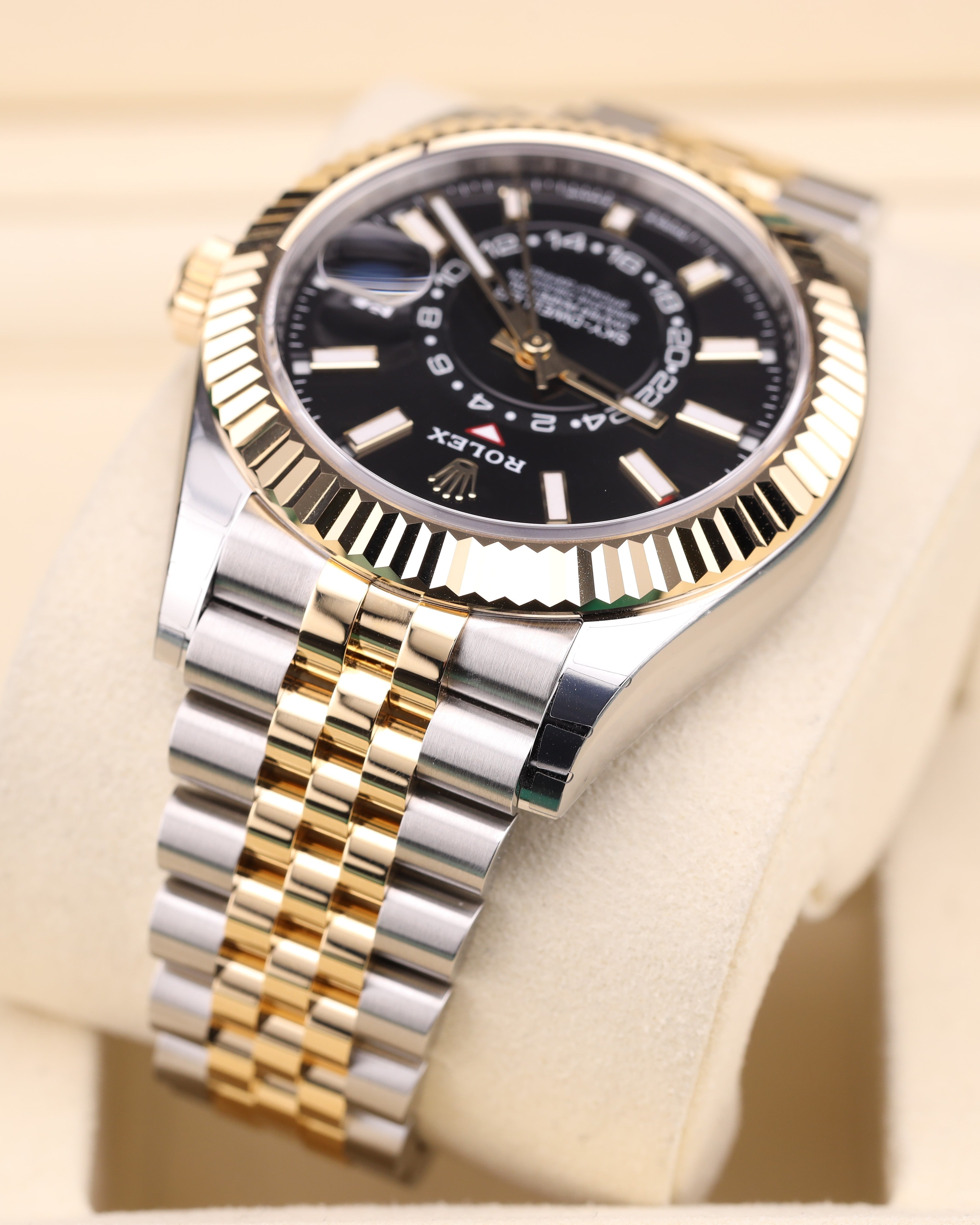 Rolex Sky-Dweller 2026 Factory Stickers Black Dial Two Tone Jubilee Fluted Bezel 336933 July 2026 Full Set
