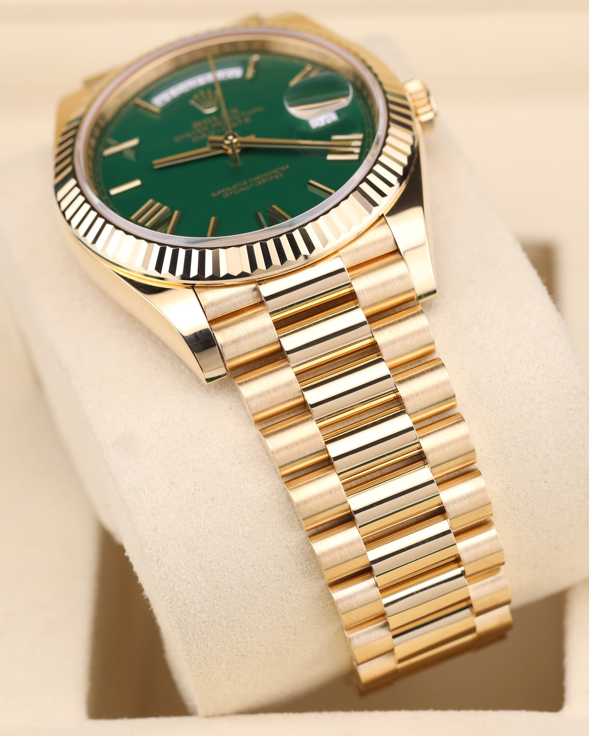 Rolex Day-Date 40 Money Green Roman Dial Presidential 228238