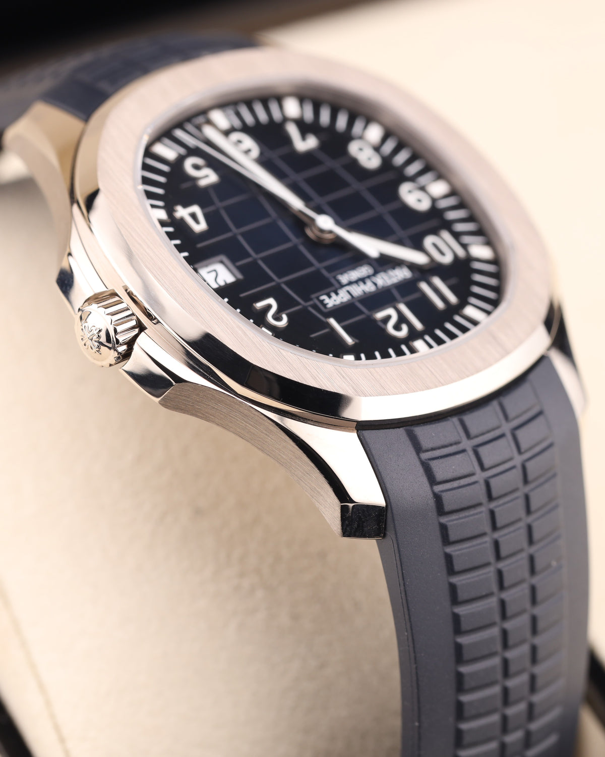 Patek Philippe Aquanaut Blue Dial White Gold 5168G Blue Rubber Strap