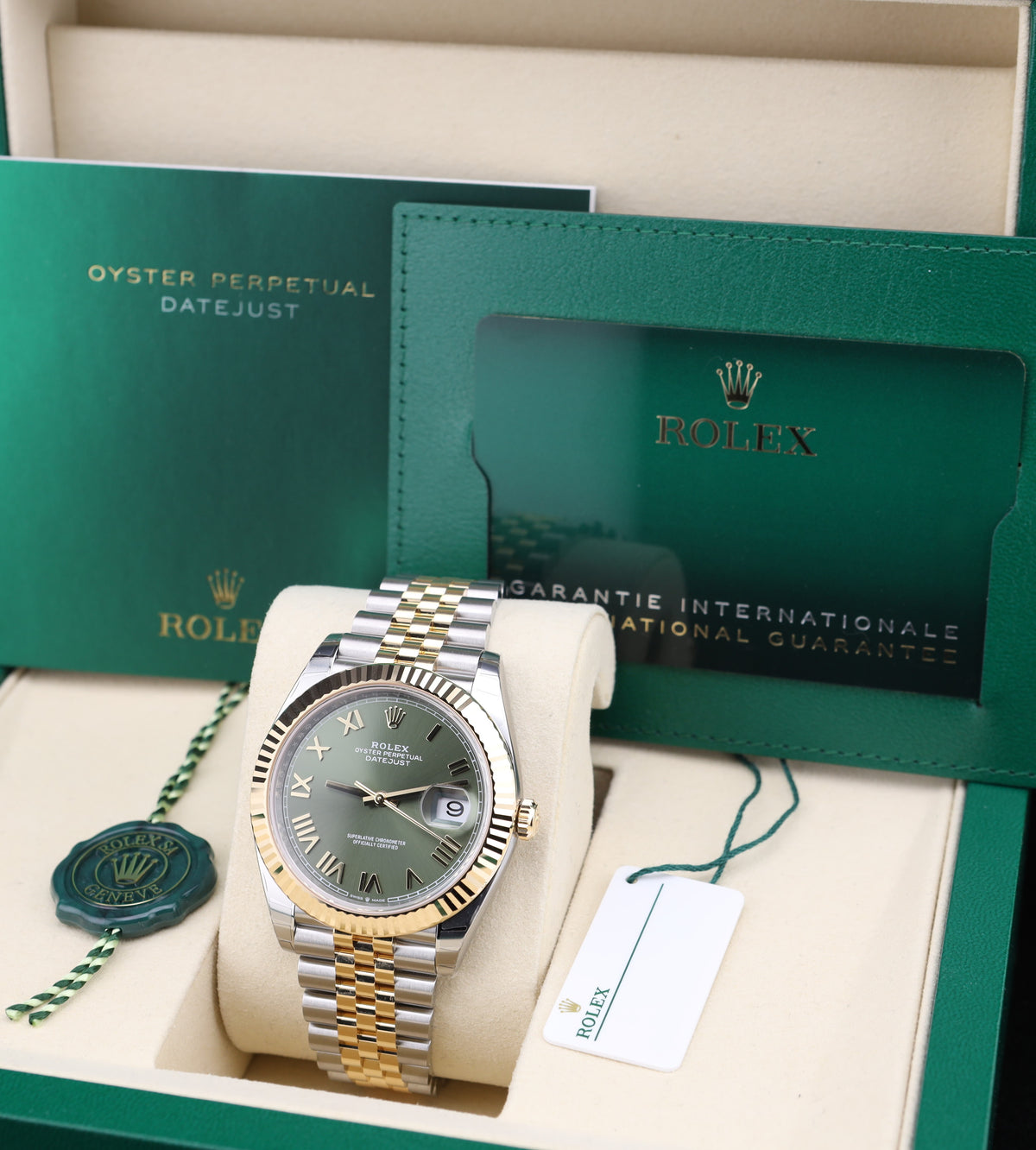 Rolex Datejust 41 Olive Green Roman Dial on Jubilee 126333