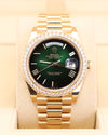 Rolex Day-Date 40 Green Ombre Presidential Diamond Bezel 228348RBR Factory Stickers