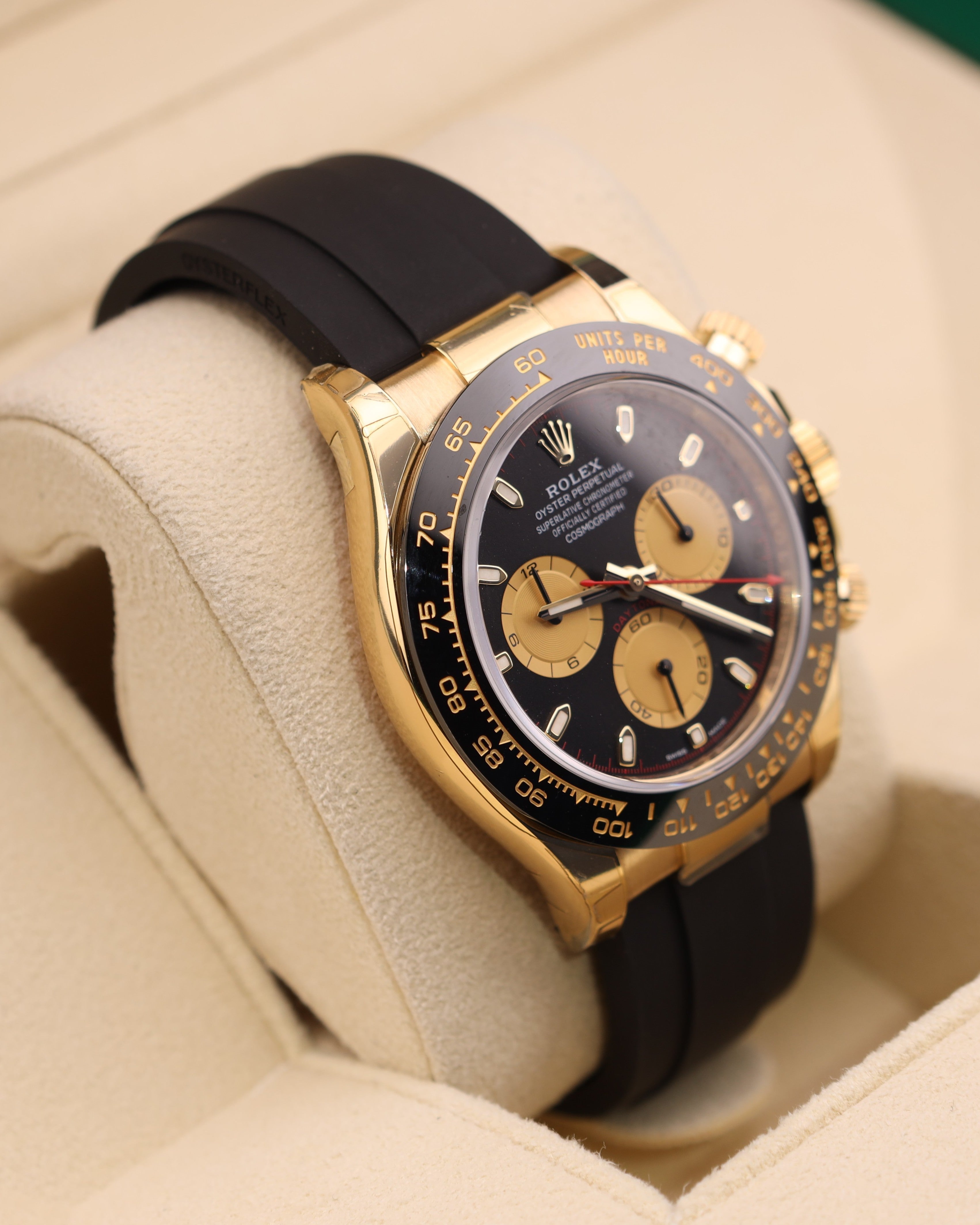 Rolex Daytona Paul Newman Yellow Gold Black Dial 116518LN Oysterflex