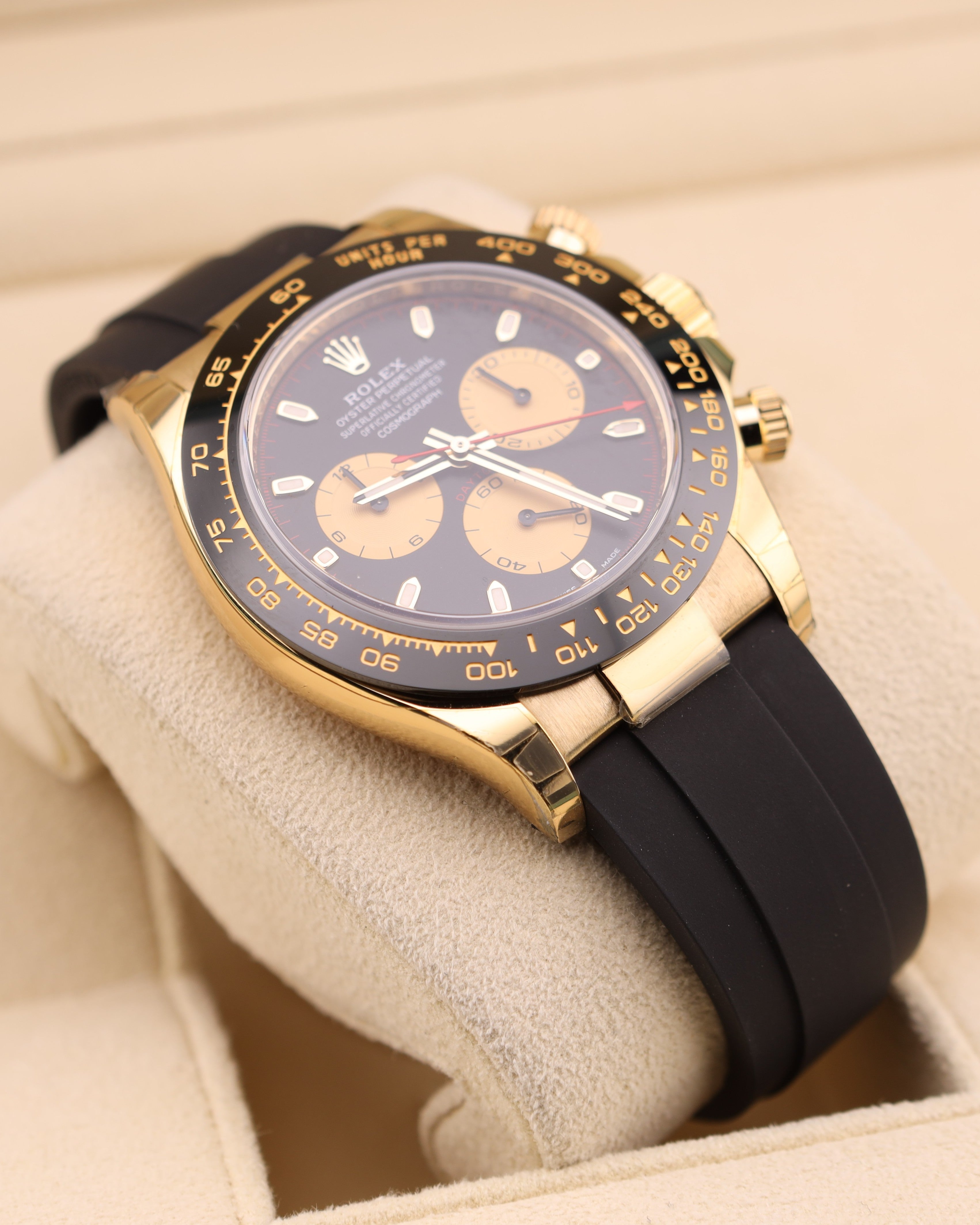 Rolex Daytona Paul Newman Yellow Gold Black Dial 116518LN Oysterflex