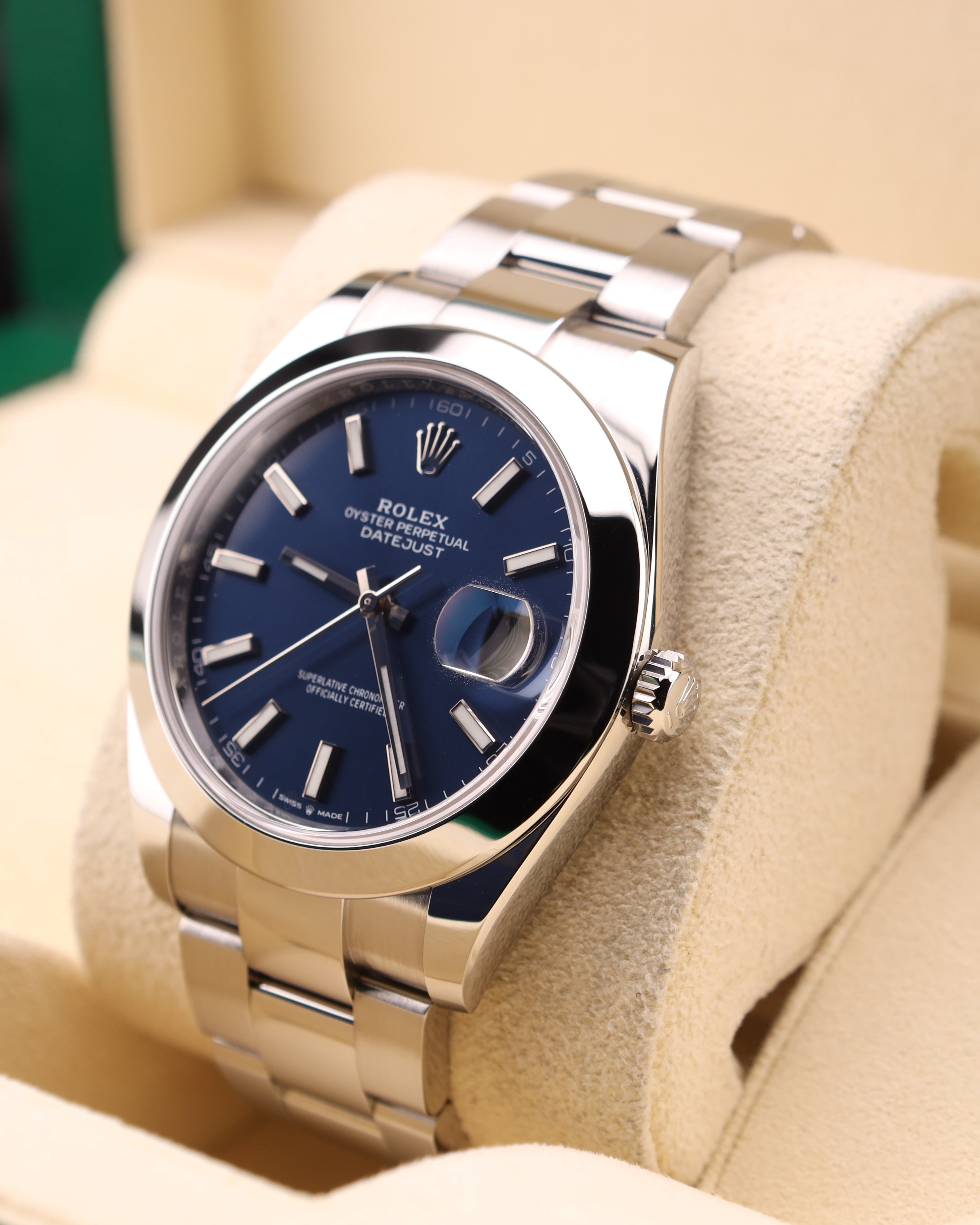 Rolex Datejust 41 Blue Dial Smooth Bezel on Oyster 126300