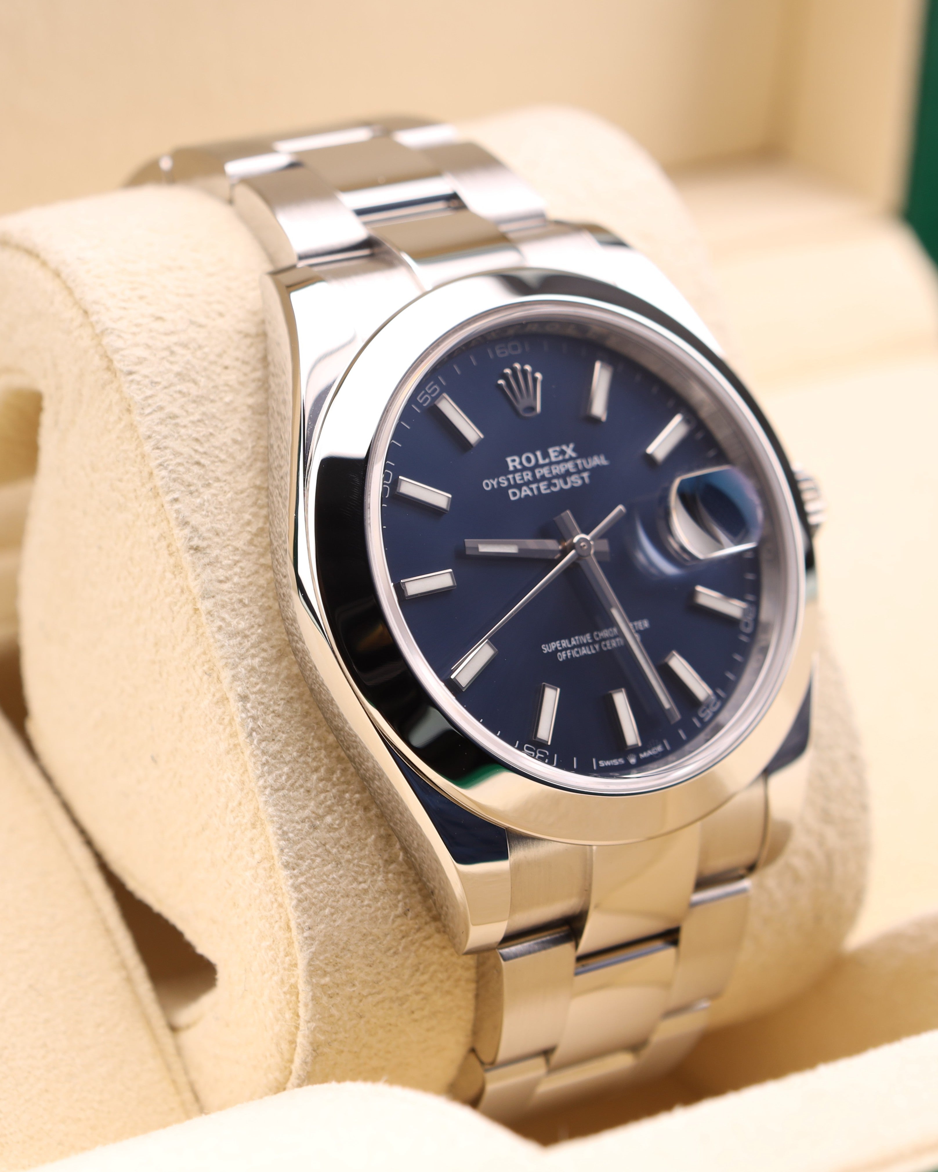 Rolex Datejust 41 Blue Dial Smooth Bezel on Oyster 126300