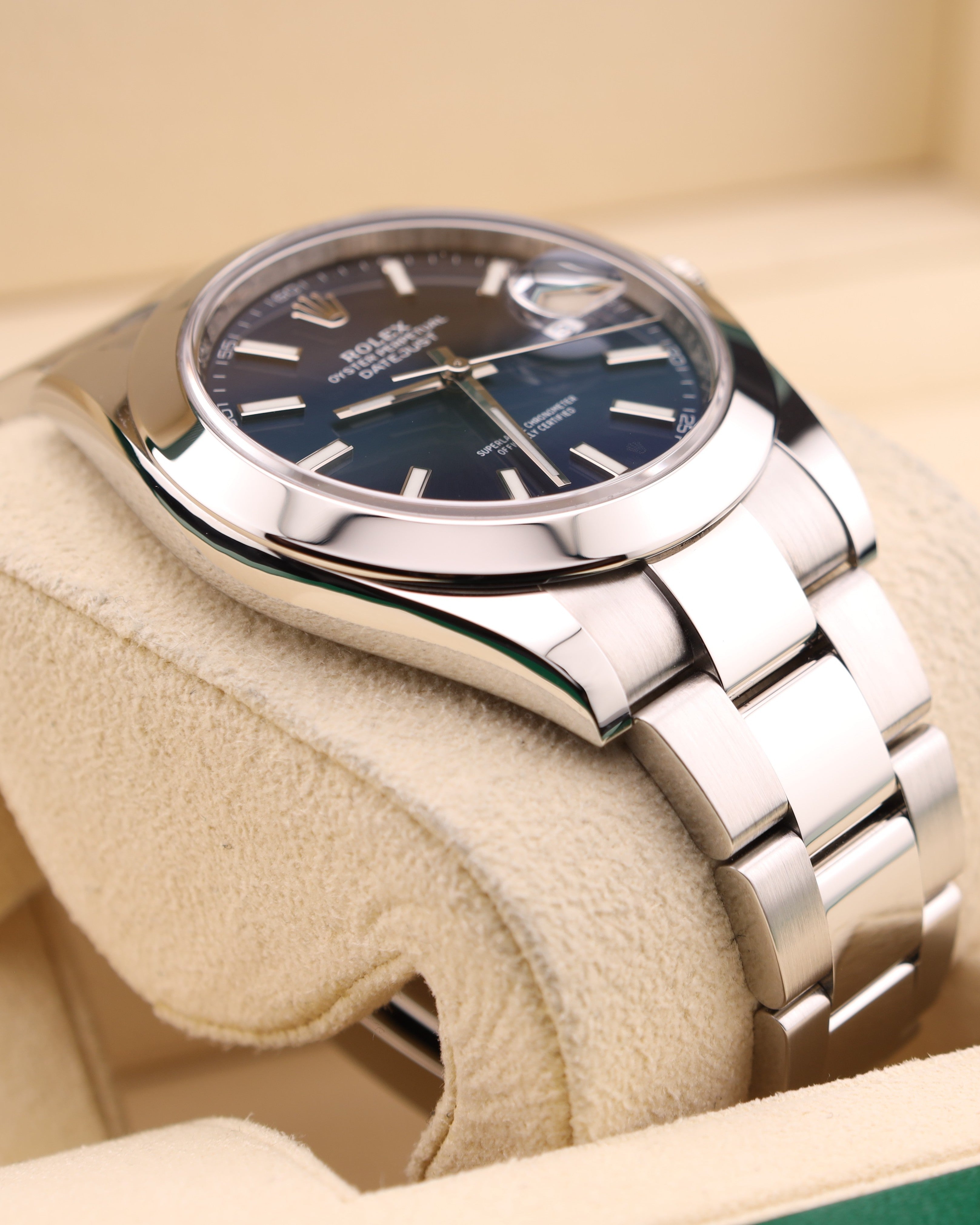 Rolex Datejust 41 Blue Dial Smooth Bezel on Oyster 126300