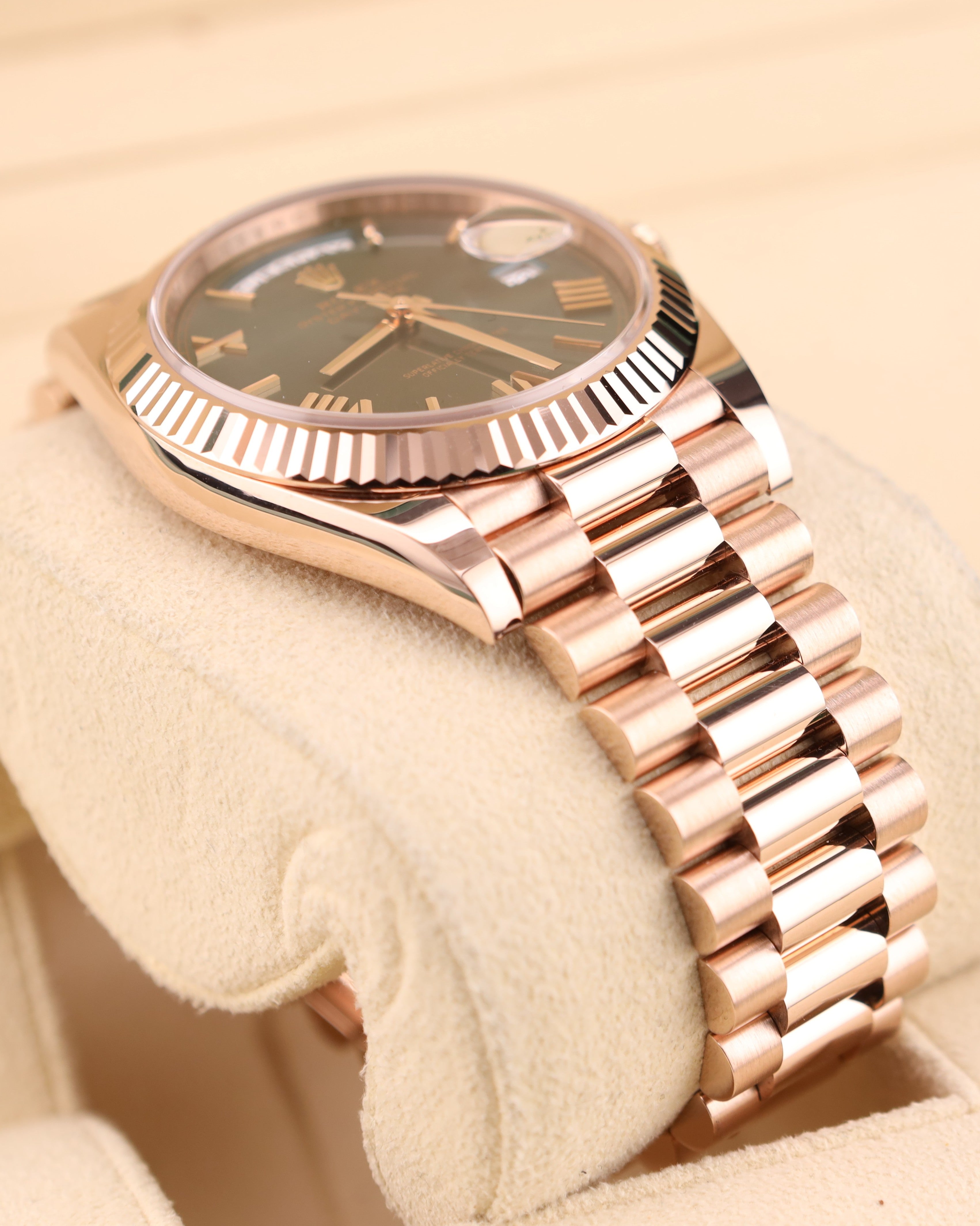 Rolex Day-Date 40 Olive Green Dial Rose Gold Presidential 228235