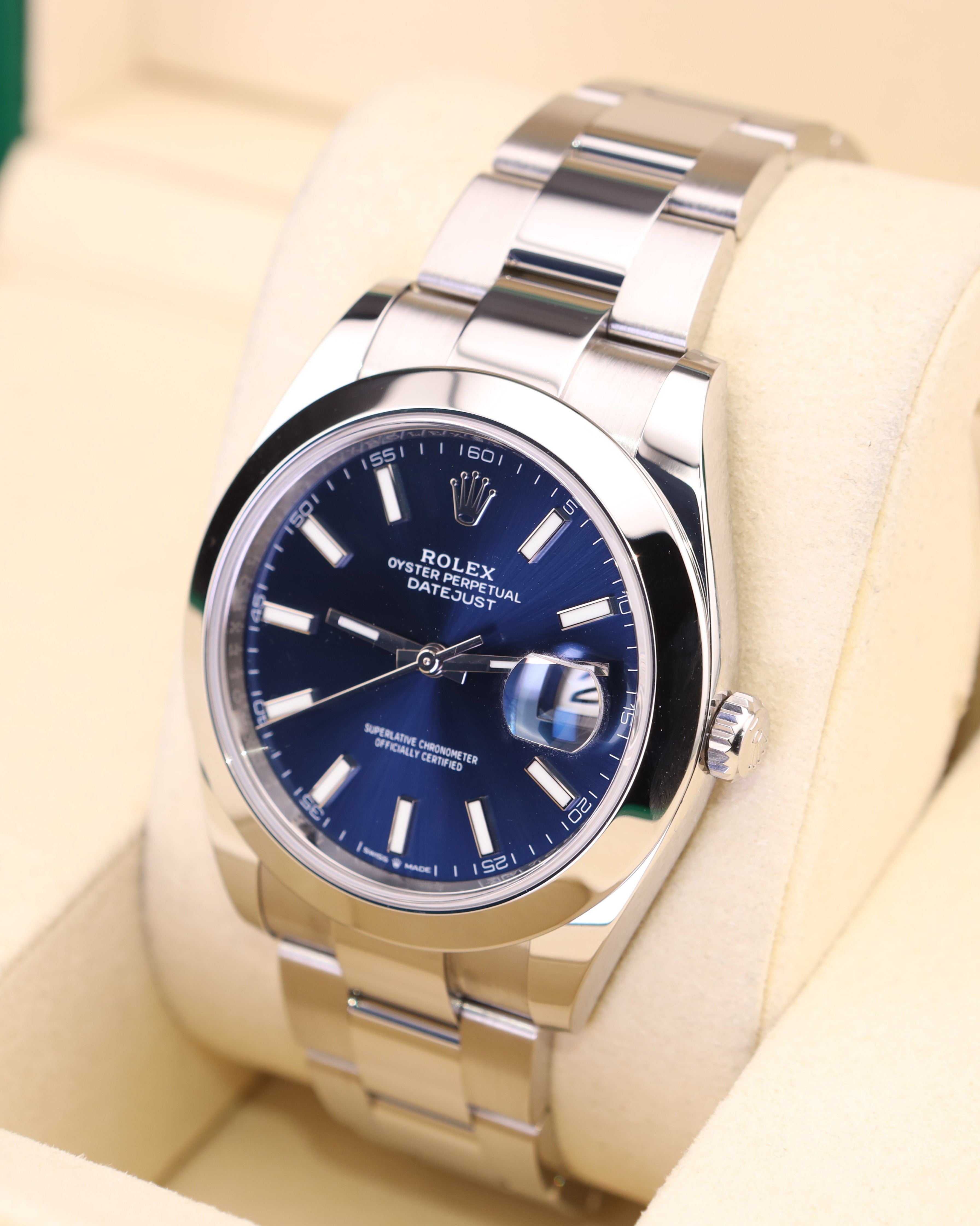 Rolex Datejust 41 Blue Dial Smooth Bezel on Oyster 126300