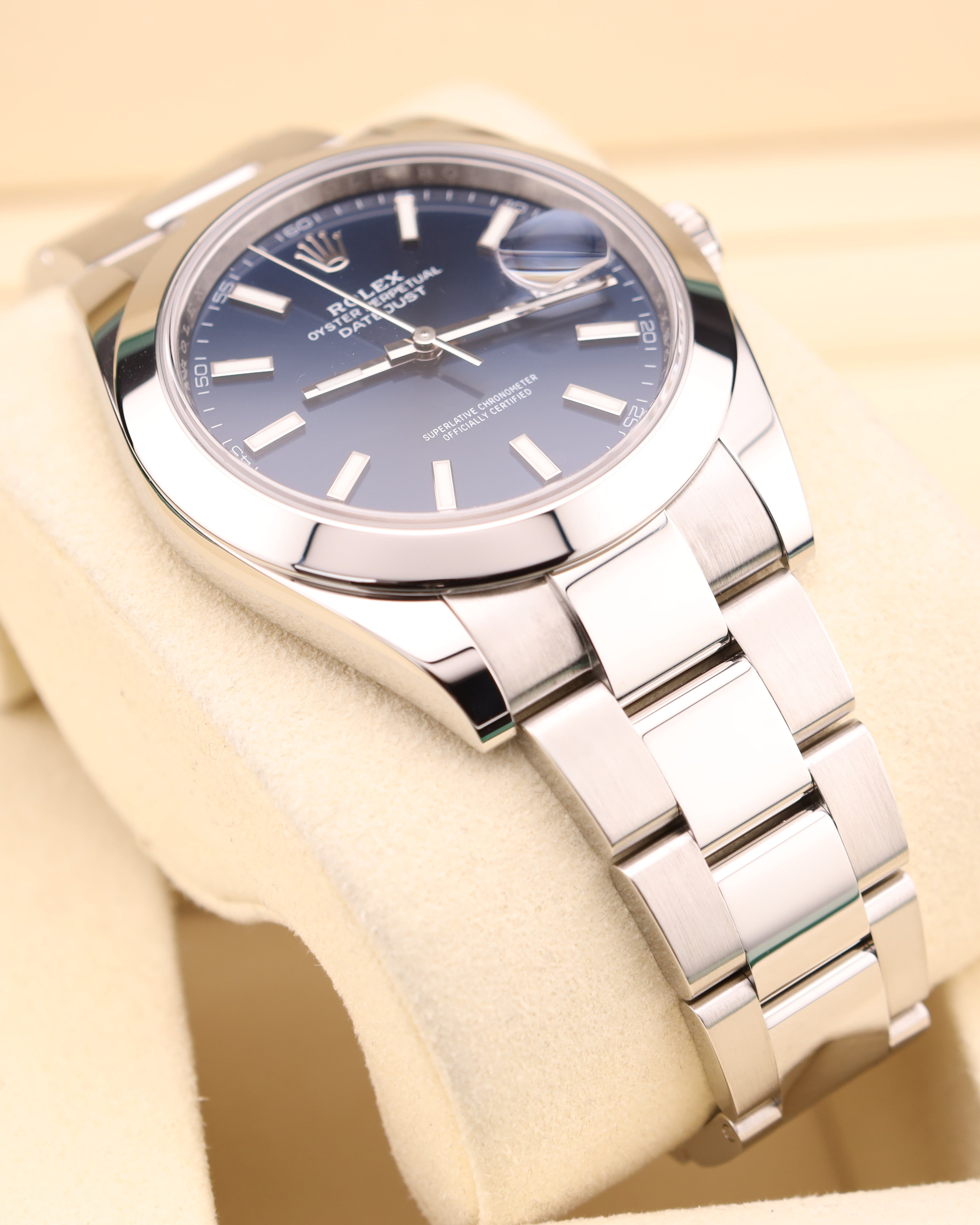 Rolex Datejust 41 Blue Dial Smooth Bezel on Oyster 126300
