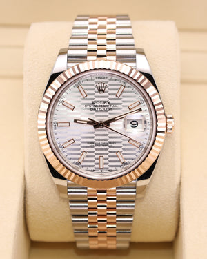 Rolex Datejust 41 White Motif Dial Rose Gold Two Tone Jubilee 126331