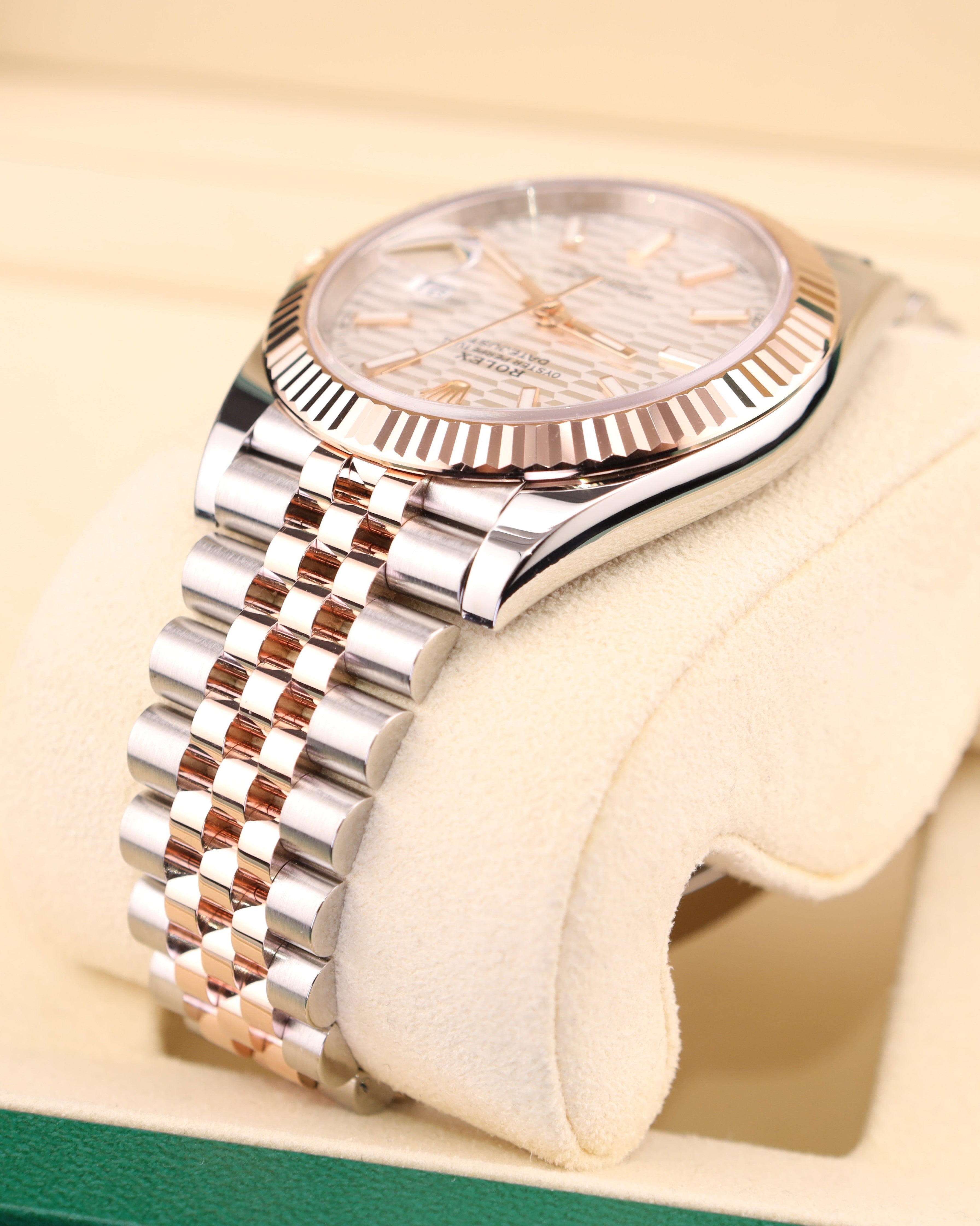 Rolex Datejust 41 White Motif Dial Rose Gold Two Tone Jubilee 126331