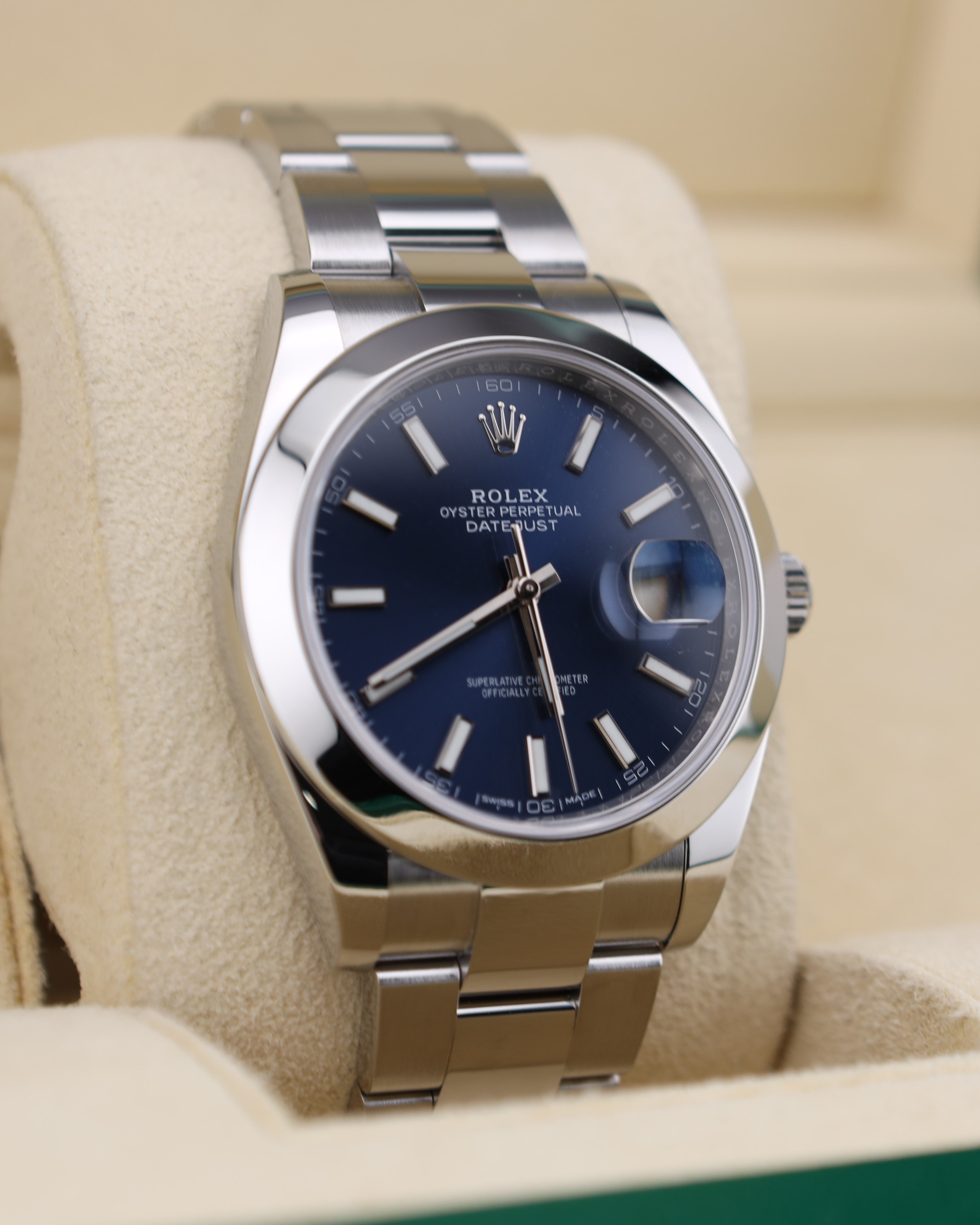 Rolex Datejust 41 Blue Dial Smooth Bezel 126300 Oyster Bracelet
