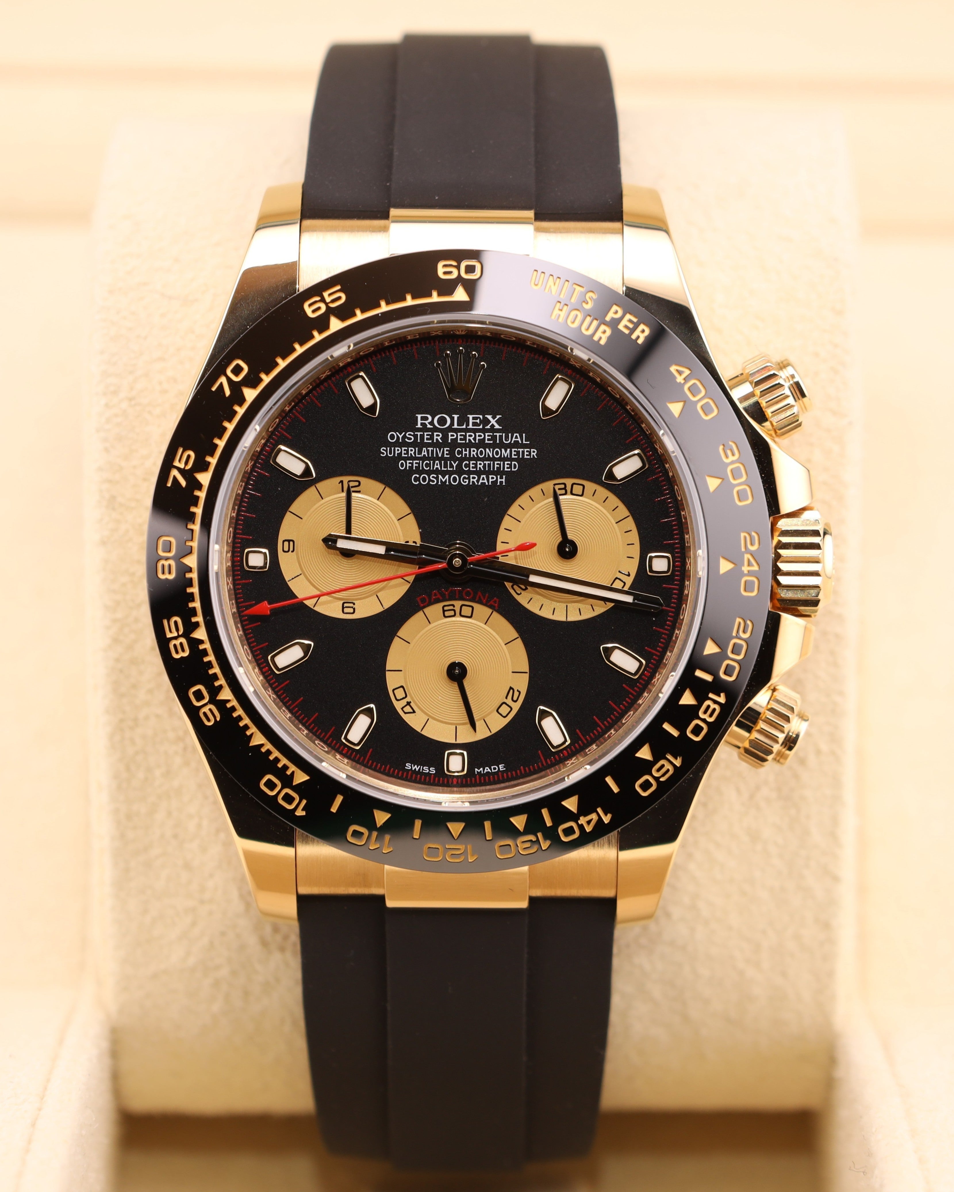 Rolex Daytona Paul Newman Yellow Gold Black Dial 116518LN Oysterflex