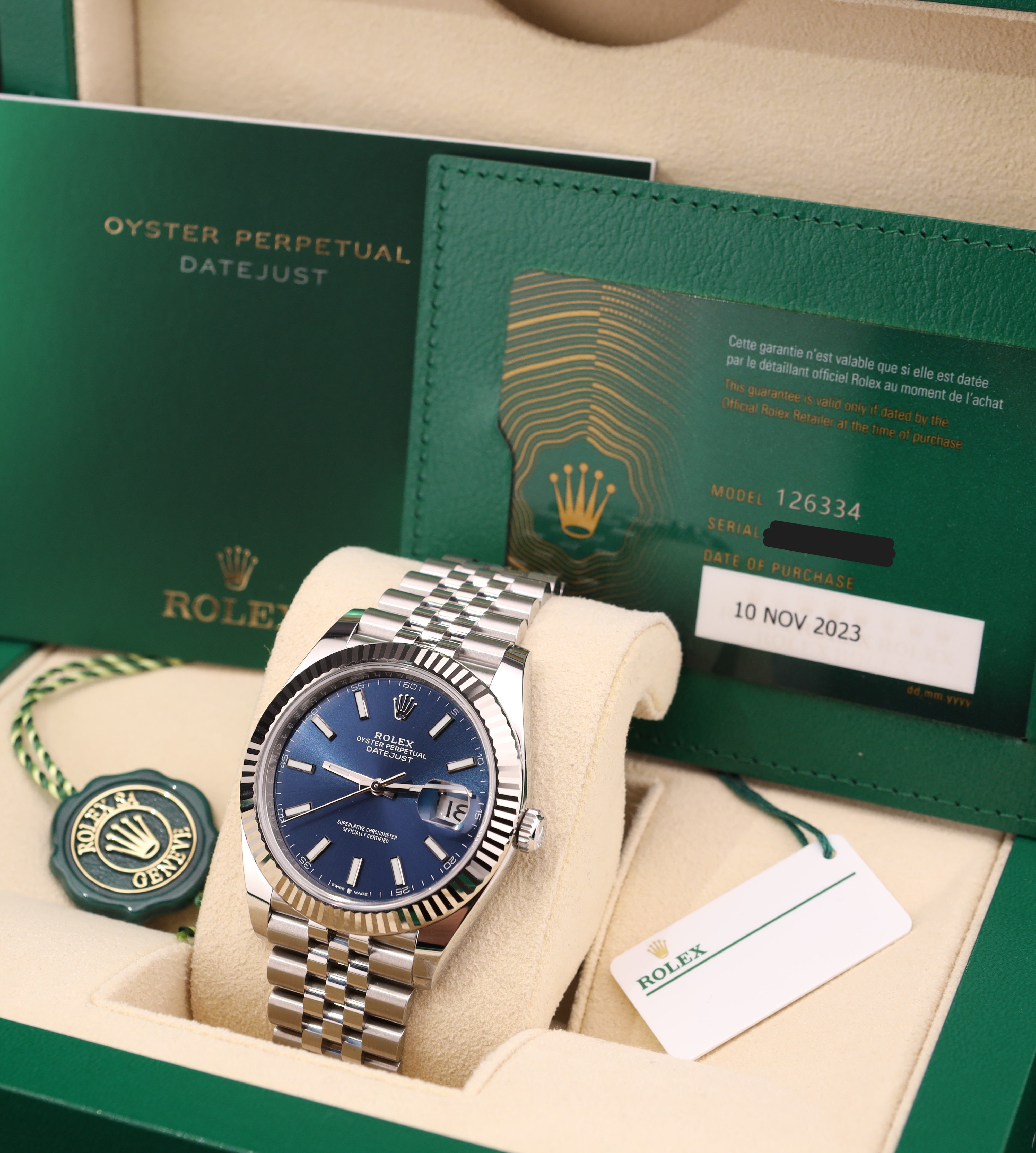 Rolex Datejust 41 Blue Stick Dial on Jubilee 126334
