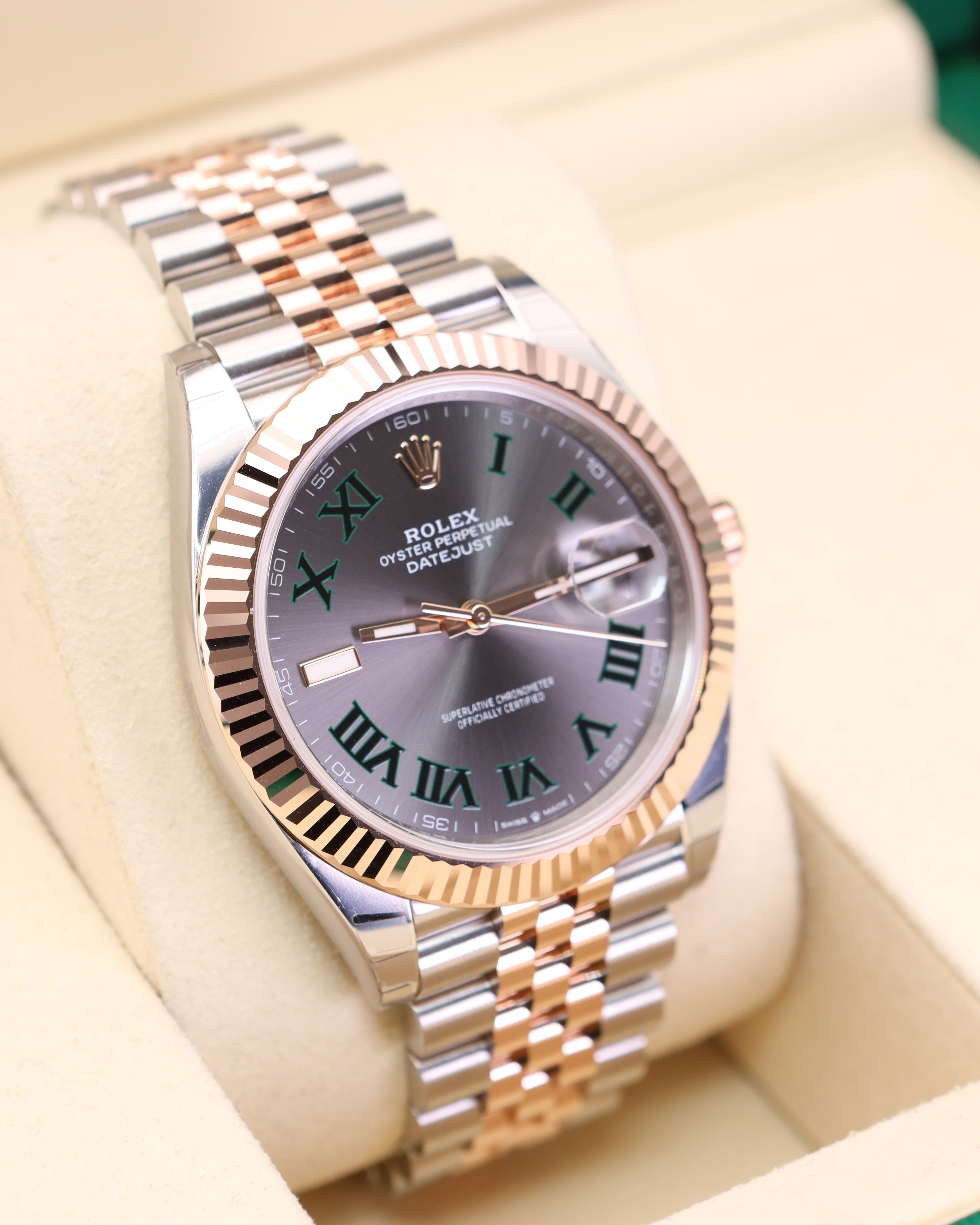Rolex Datejust 41 Rose Gold Wimbledon on Jubilee 126331
