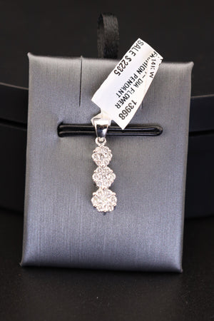 14KT White Gold 3 Flowers Diamond Pendant with 1/2ct Diamonds