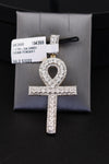 10KT Gold Diamond Ankh Cross Pendant with 1ct Diamonds