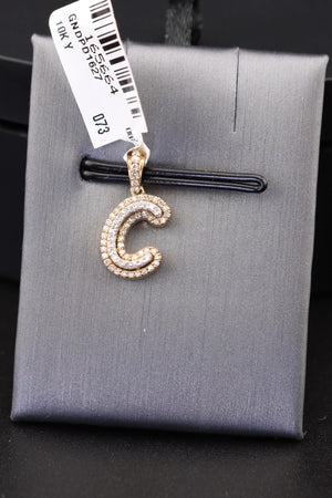 10KT Gold Diamond "C" Mini Initial Pendant with 0.2ct Diamonds