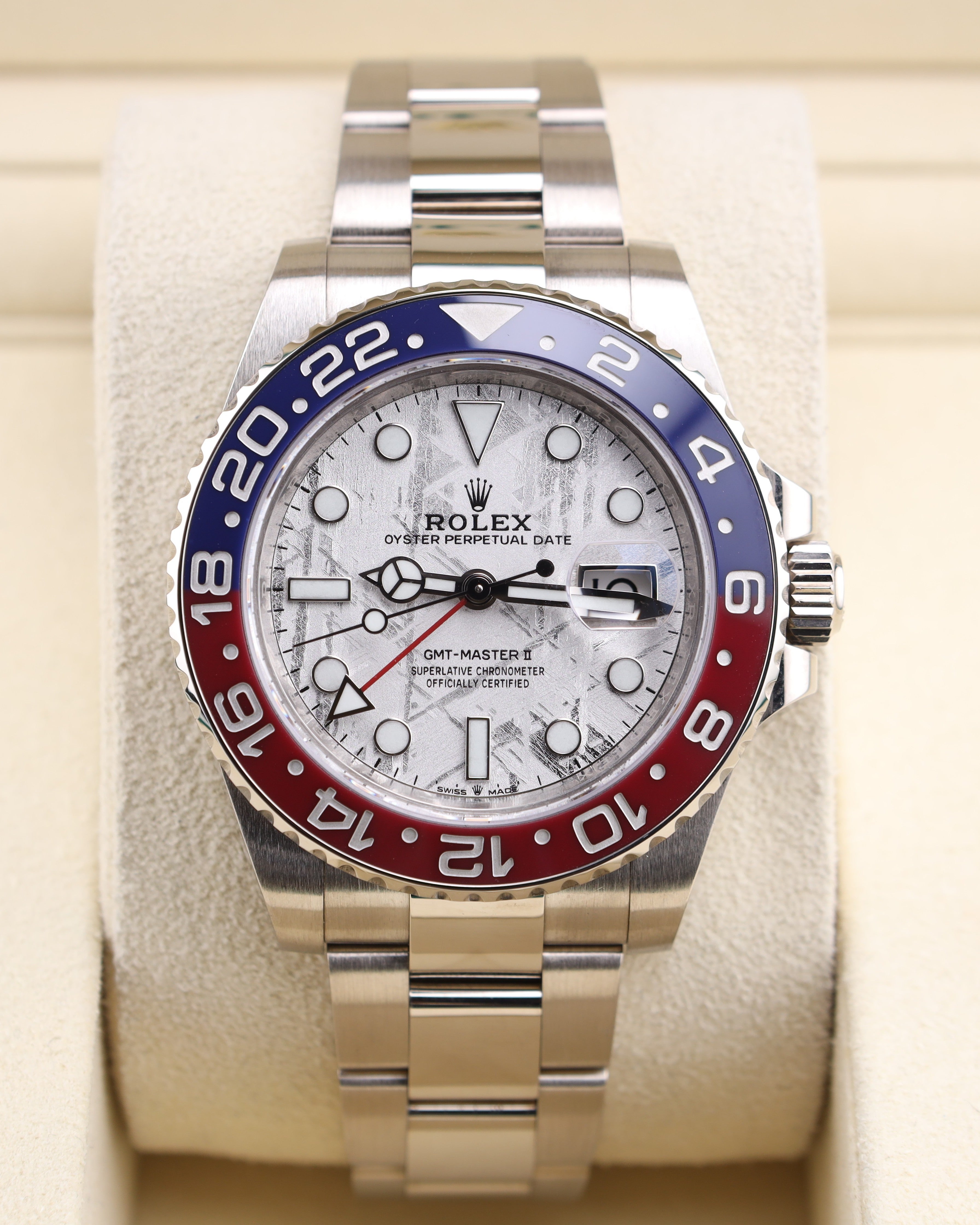 Rolex GMT-Master II Pepsi Meteorite Dial White Gold 126719BLRO