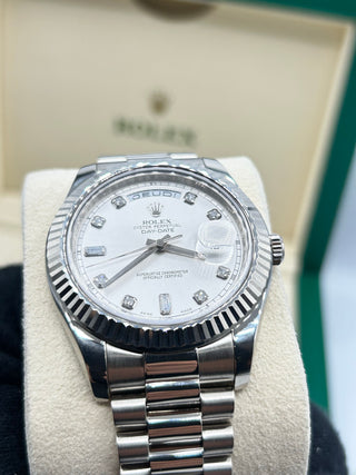 218239 Rolex Day-Date II President Silver Diamond French Dial 41